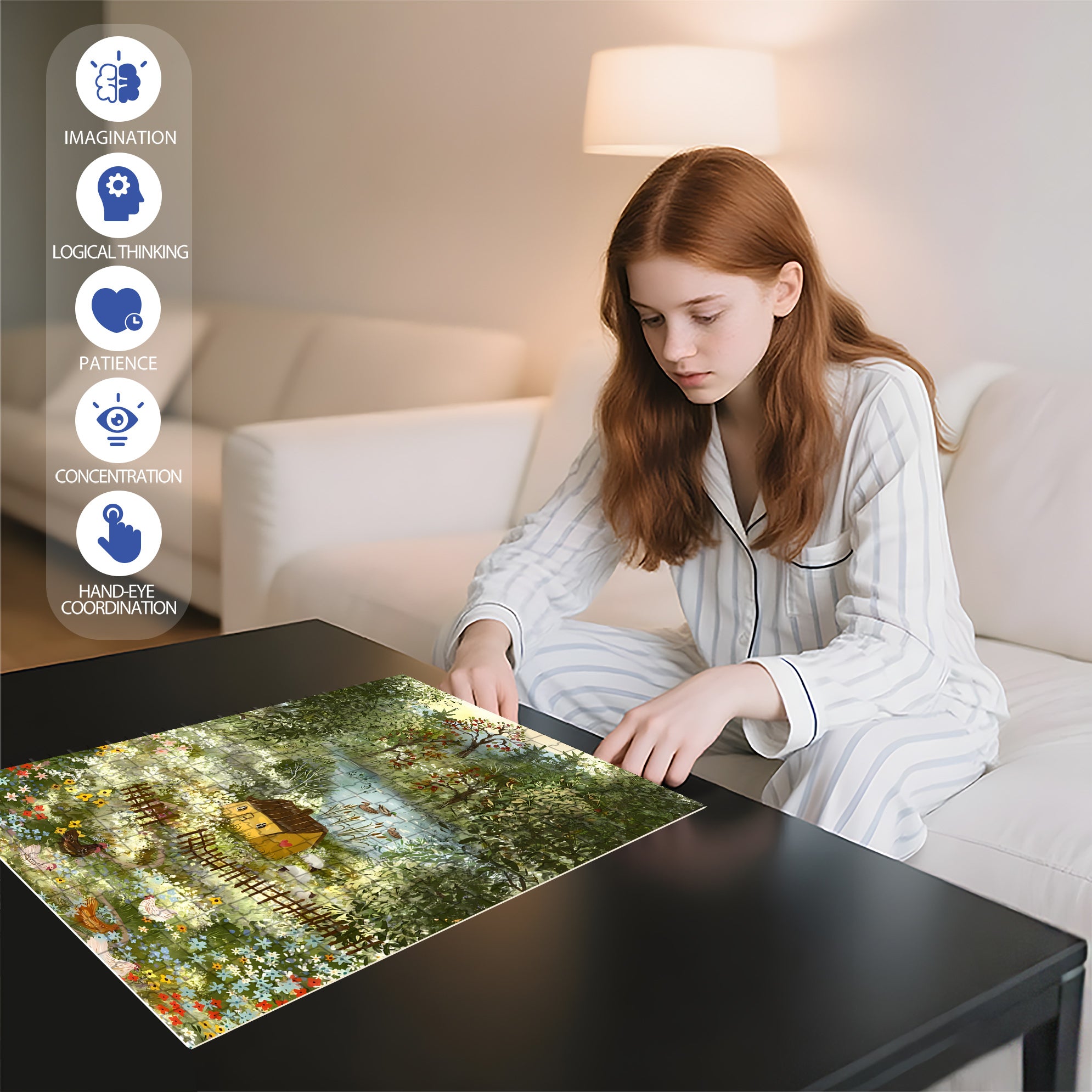 Simple Life 500pcs/1000pcs Jigsaw Puzzle, Scratch-Resistant, Interactive Family Game & Brain-Boosting DIY Decor, Perfect for Halloween, Christmas & New Year Gifts, Family Puzzle Game