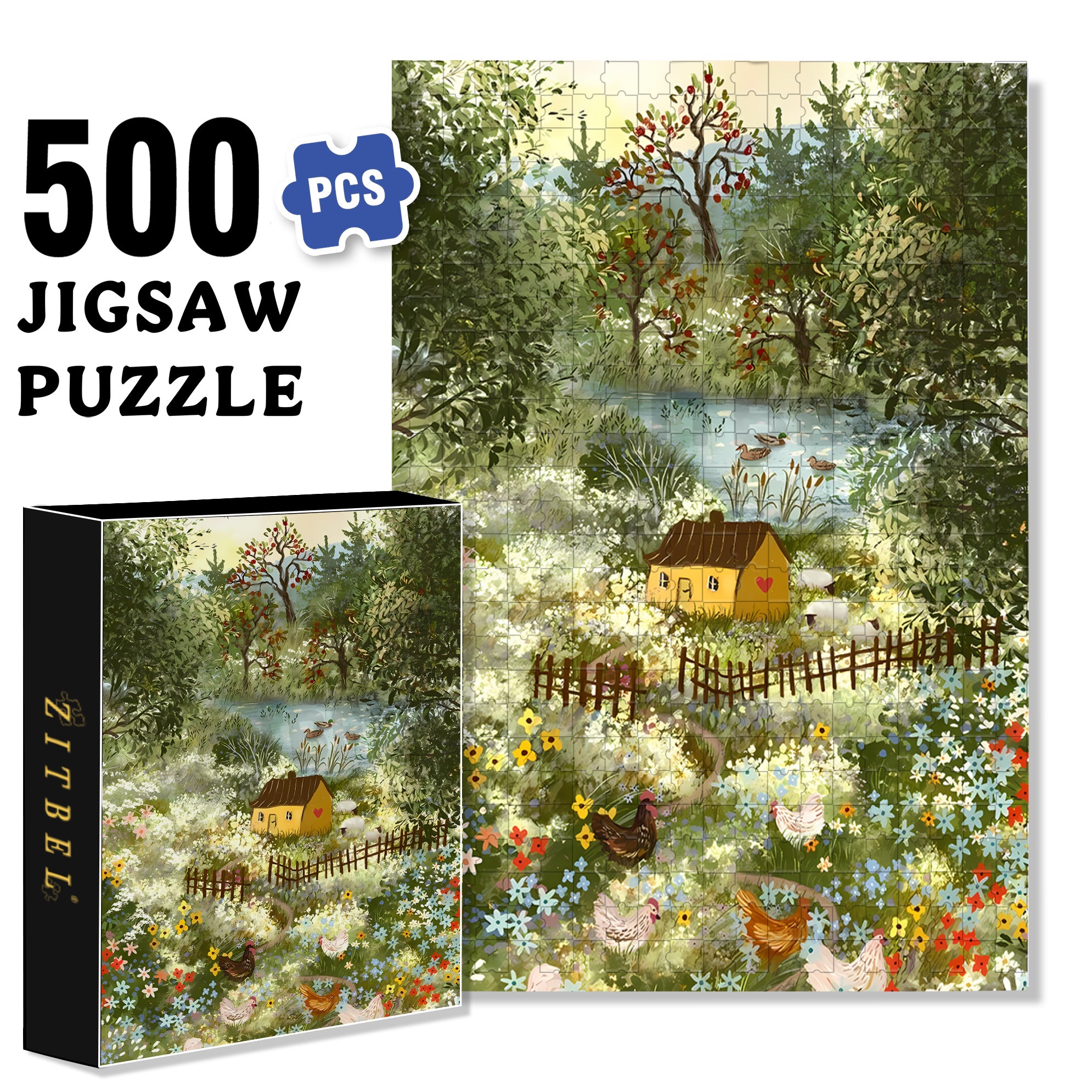 Simple Life 500pcs/1000pcs Jigsaw Puzzle, Scratch-Resistant, Interactive Family Game & Brain-Boosting DIY Decor, Perfect for Halloween, Christmas & New Year Gifts, Family Puzzle Game