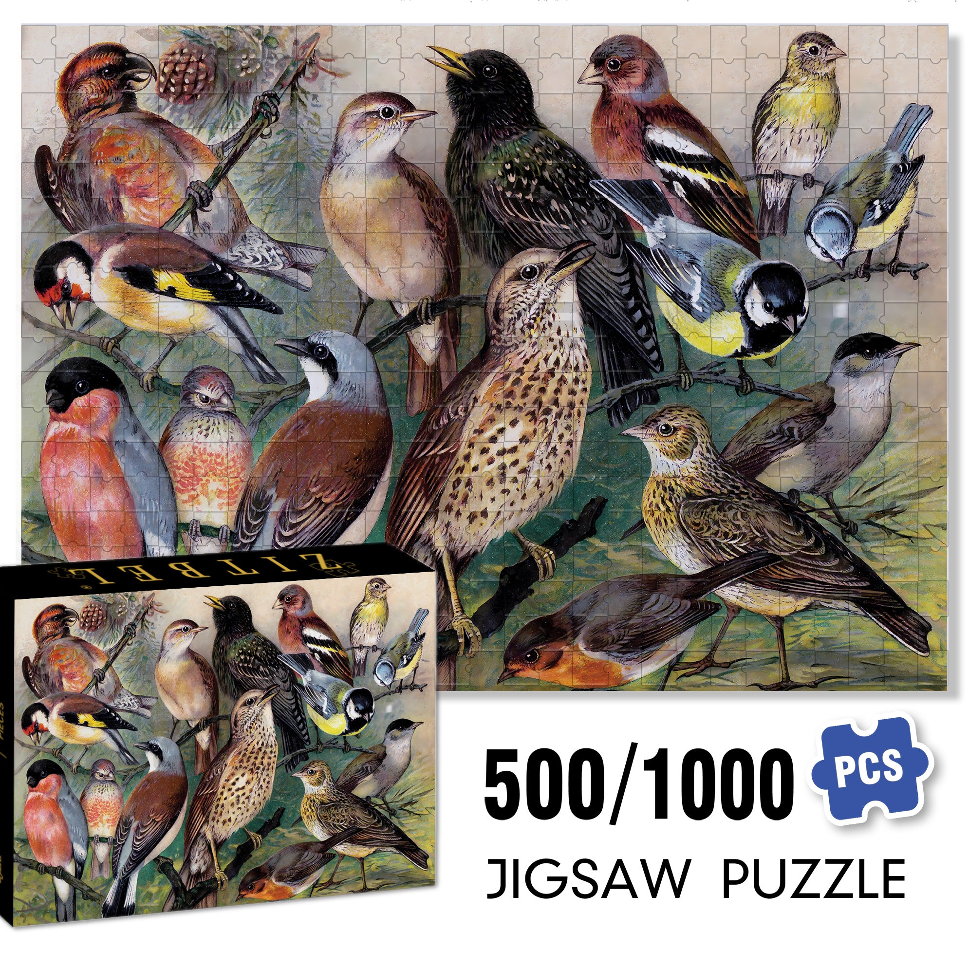 Songbirds 500pcs/1000pcs Jigsaw Puzzle, Scratch-Resistant, Interactive Family Game & Brain-Boosting DIY Decor, Perfect for Halloween, Christmas & New Year Gifts, Family Puzzle Game