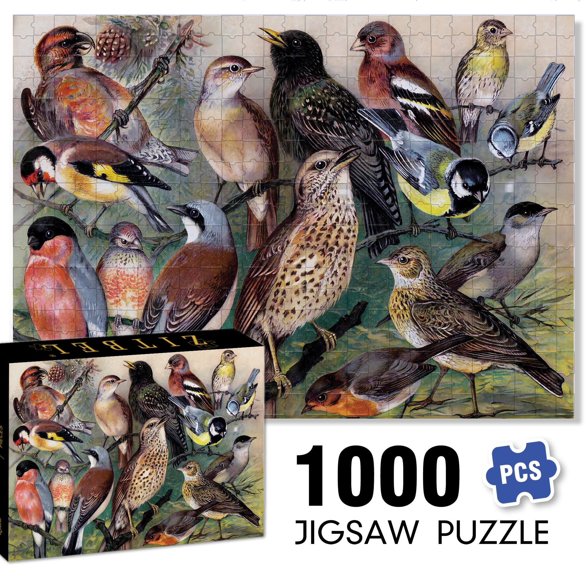Songbirds 500pcs/1000pcs Jigsaw Puzzle, Scratch-Resistant, Interactive Family Game & Brain-Boosting DIY Decor, Perfect for Halloween, Christmas & New Year Gifts, Family Puzzle Game