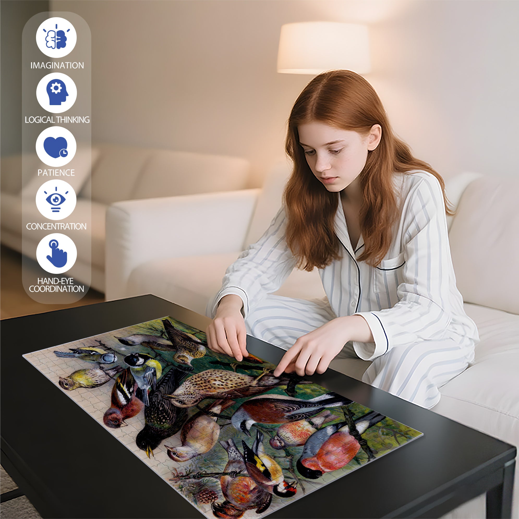 Songbirds 500pcs/1000pcs Jigsaw Puzzle, Scratch-Resistant, Interactive Family Game & Brain-Boosting DIY Decor, Perfect for Halloween, Christmas & New Year Gifts, Family Puzzle Game