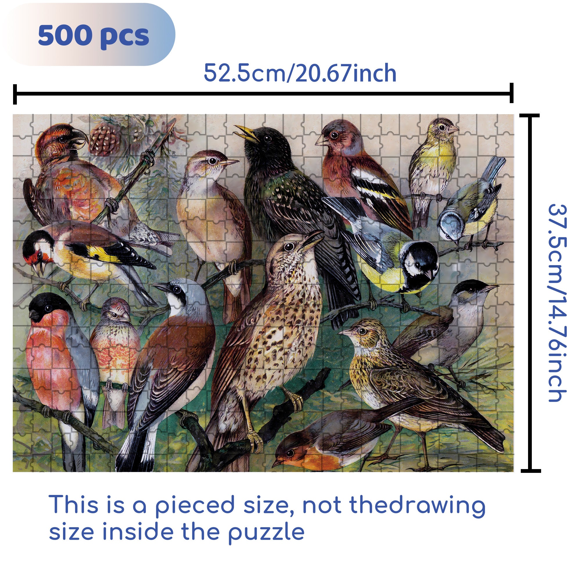 Songbirds 500pcs/1000pcs Jigsaw Puzzle, Scratch-Resistant, Interactive Family Game & Brain-Boosting DIY Decor, Perfect for Halloween, Christmas & New Year Gifts, Family Puzzle Game