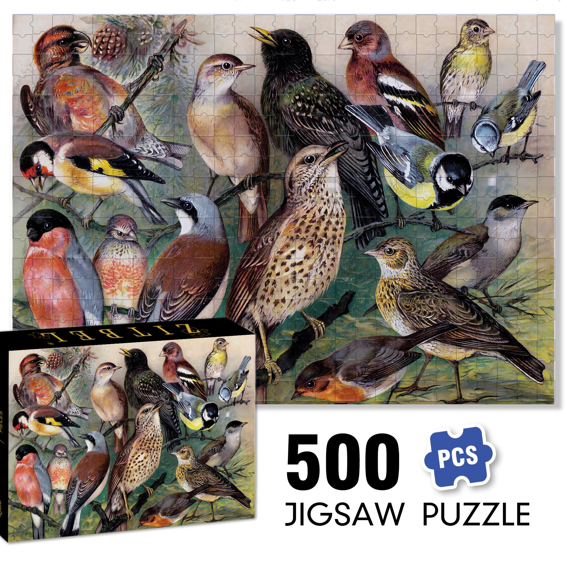 Songbirds 500pcs/1000pcs Jigsaw Puzzle, Scratch-Resistant, Interactive Family Game & Brain-Boosting DIY Decor, Perfect for Halloween, Christmas & New Year Gifts, Family Puzzle Game