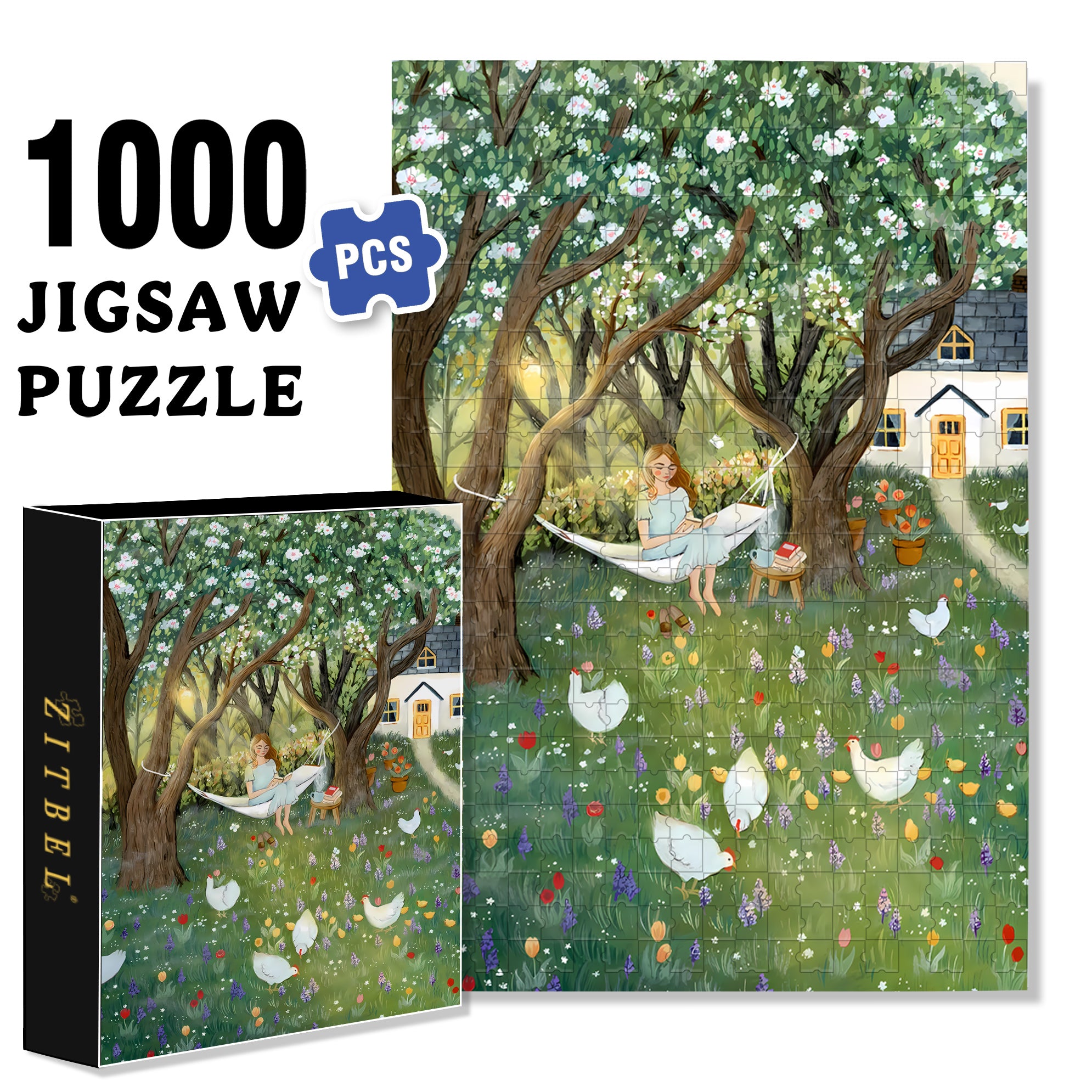 Spring Mornings 500pcs/1000pcs Jigsaw Puzzle, Scratch-Resistant, Interactive Family Game & Brain-Boosting DIY Decor, Perfect for Halloween, Christmas & New Year Gifts, Family Puzzle Game