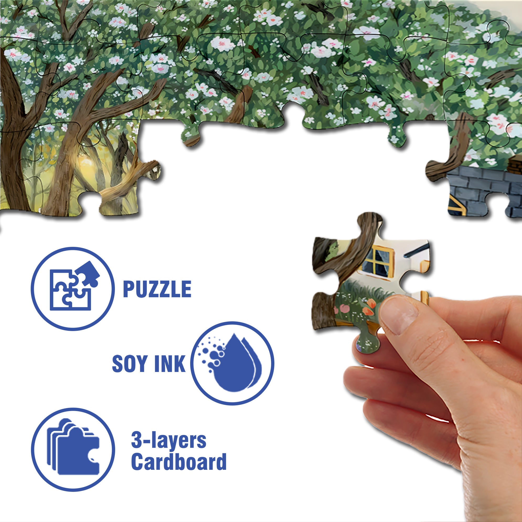Spring Mornings 500pcs/1000pcs Jigsaw Puzzle, Scratch-Resistant, Interactive Family Game & Brain-Boosting DIY Decor, Perfect for Halloween, Christmas & New Year Gifts, Family Puzzle Game