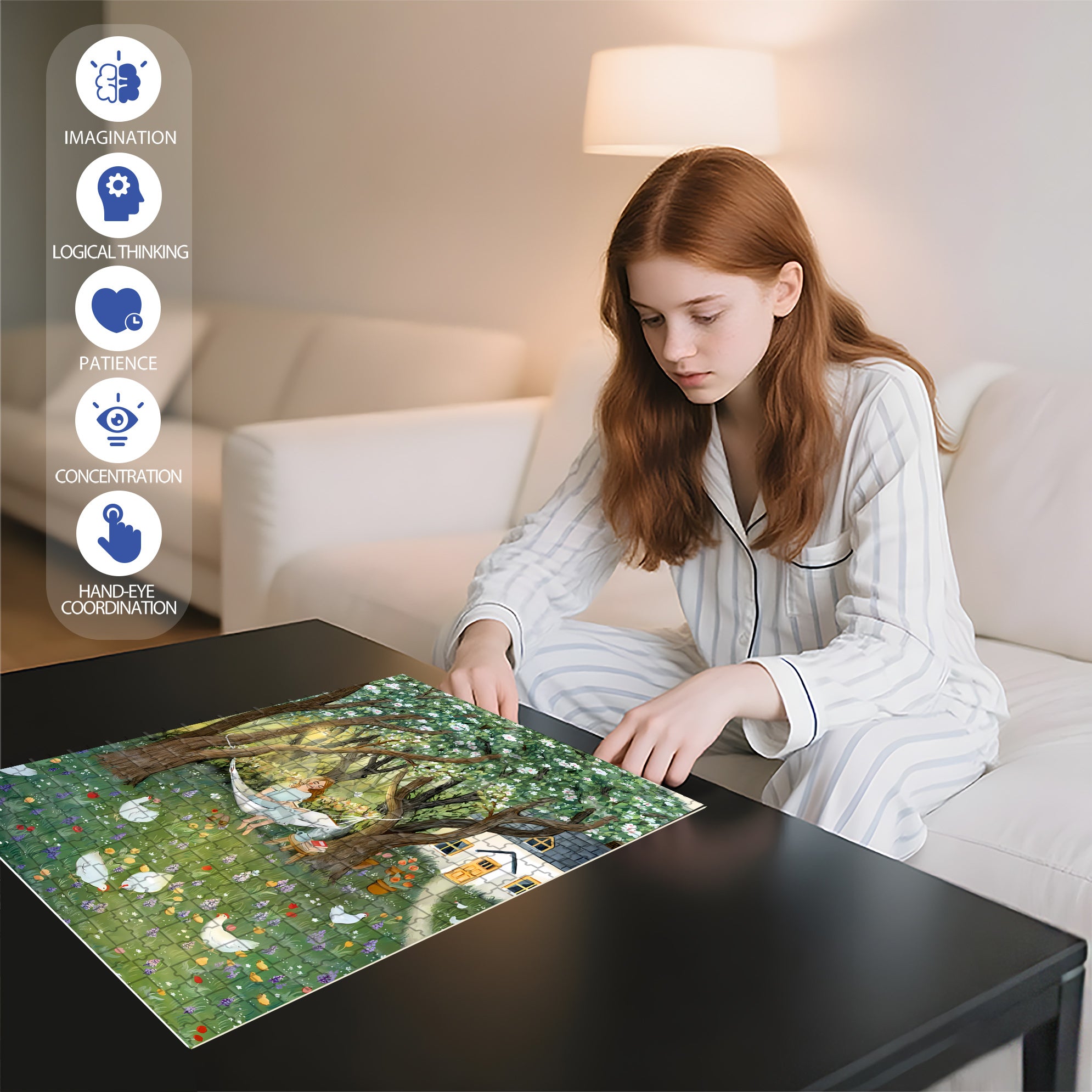 Spring Mornings 500pcs/1000pcs Jigsaw Puzzle, Scratch-Resistant, Interactive Family Game & Brain-Boosting DIY Decor, Perfect for Halloween, Christmas & New Year Gifts, Family Puzzle Game