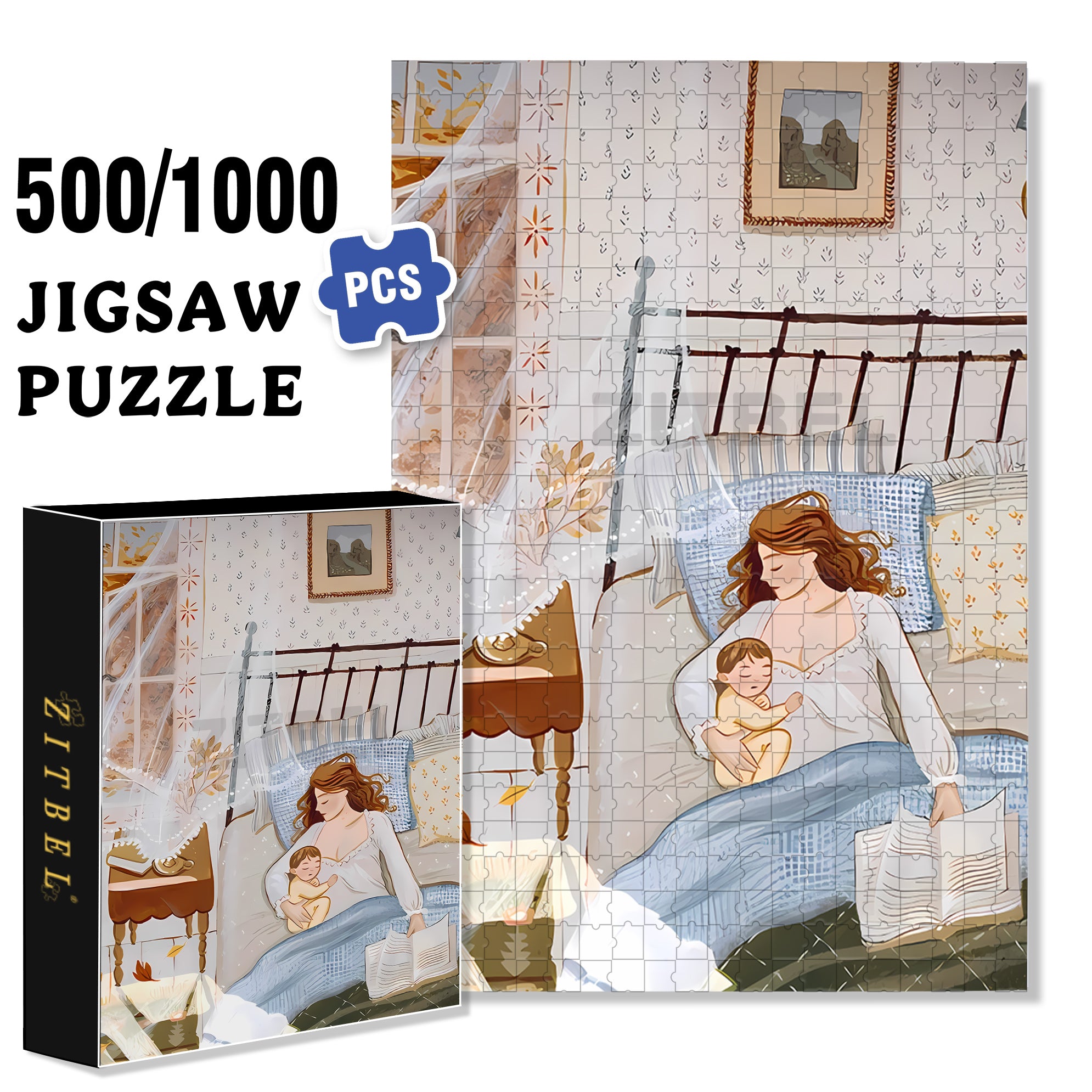 Sweet Dreams 500pcs/1000pcs Jigsaw Puzzle, Scratch-Resistant, Interactive Family Game & Brain-Boosting DIY Decor, Perfect for Halloween, Christmas & New Year Gifts, Family Puzzle Game
