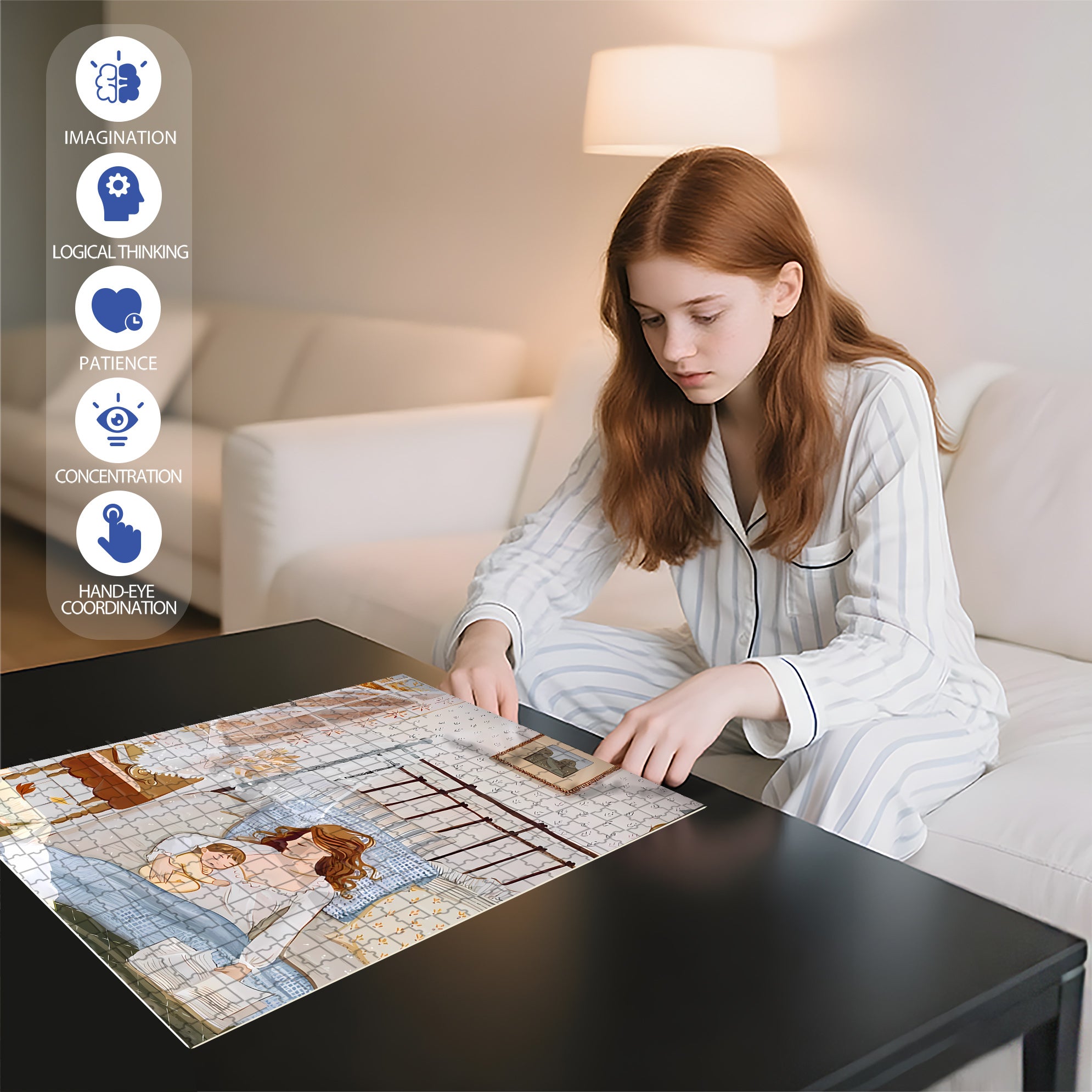Sweet Dreams 500pcs/1000pcs Jigsaw Puzzle, Scratch-Resistant, Interactive Family Game & Brain-Boosting DIY Decor, Perfect for Halloween, Christmas & New Year Gifts, Family Puzzle Game