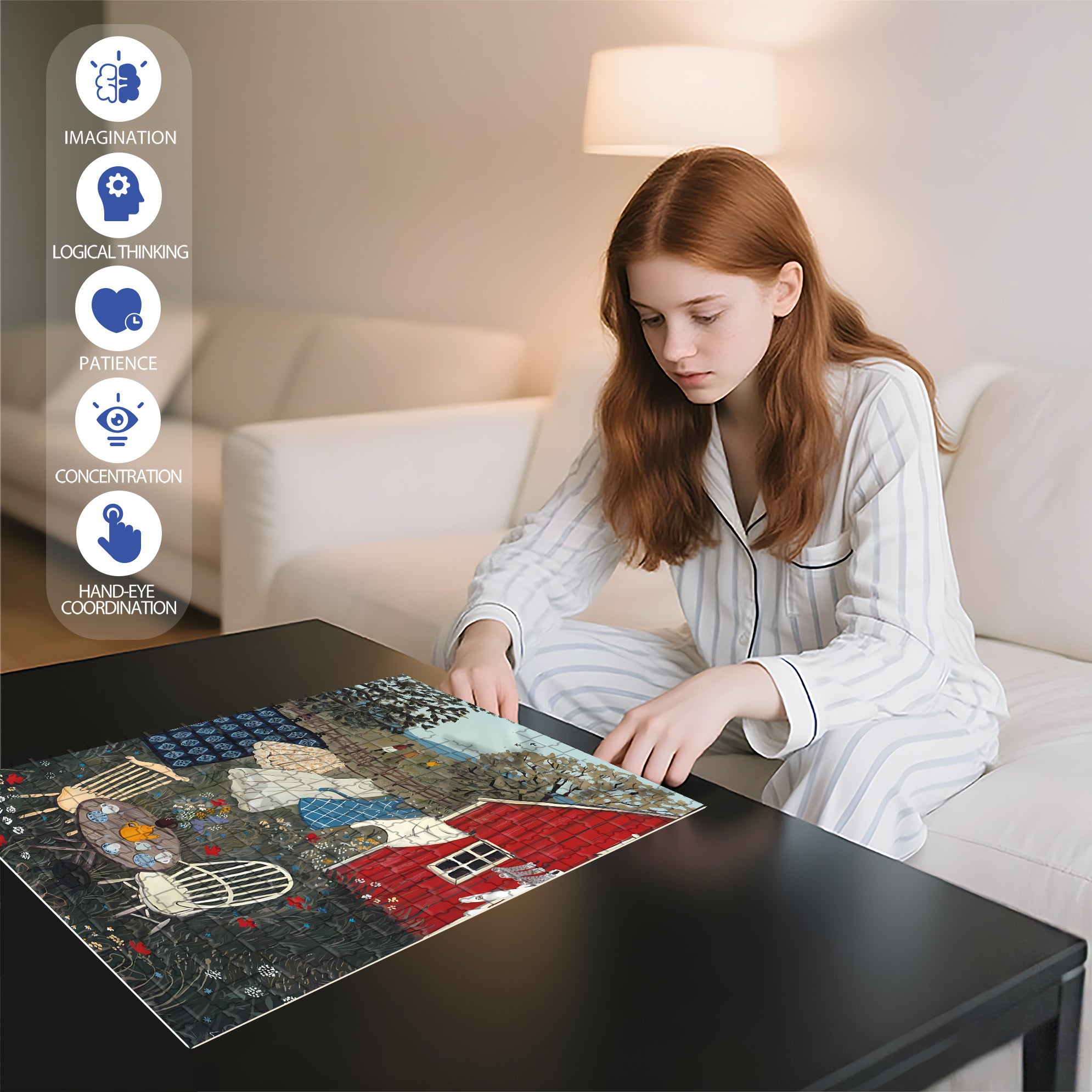 Tea in the Garden 500pcs/1000pcs Jigsaw Puzzle, Scratch-Resistant, Interactive Family Game & Brain-Boosting DIY Decor, Perfect for Halloween, Christmas & New Year Gifts, Family Puzzle Game