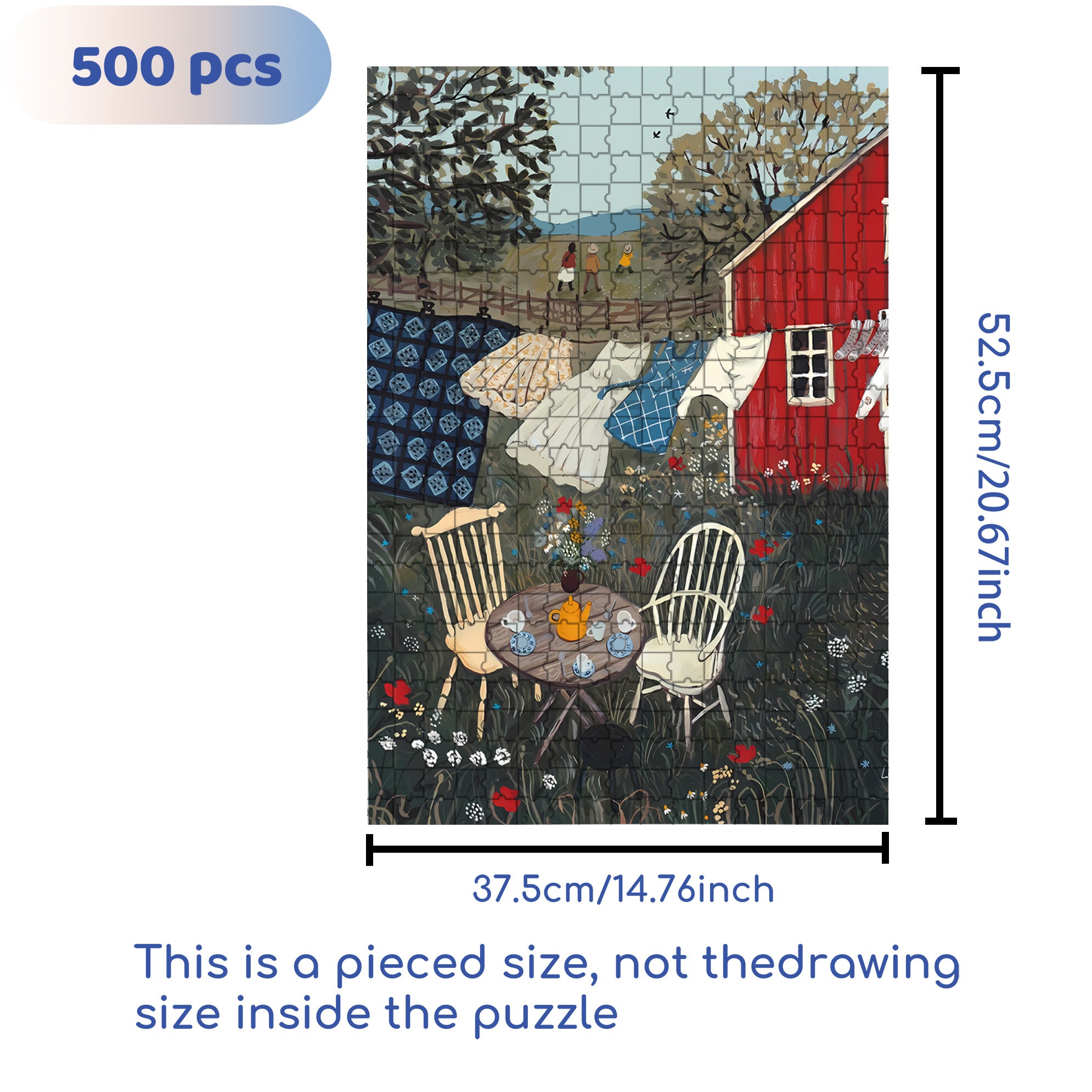 Tea in the Garden 500pcs/1000pcs Jigsaw Puzzle, Scratch-Resistant, Interactive Family Game & Brain-Boosting DIY Decor, Perfect for Halloween, Christmas & New Year Gifts, Family Puzzle Game