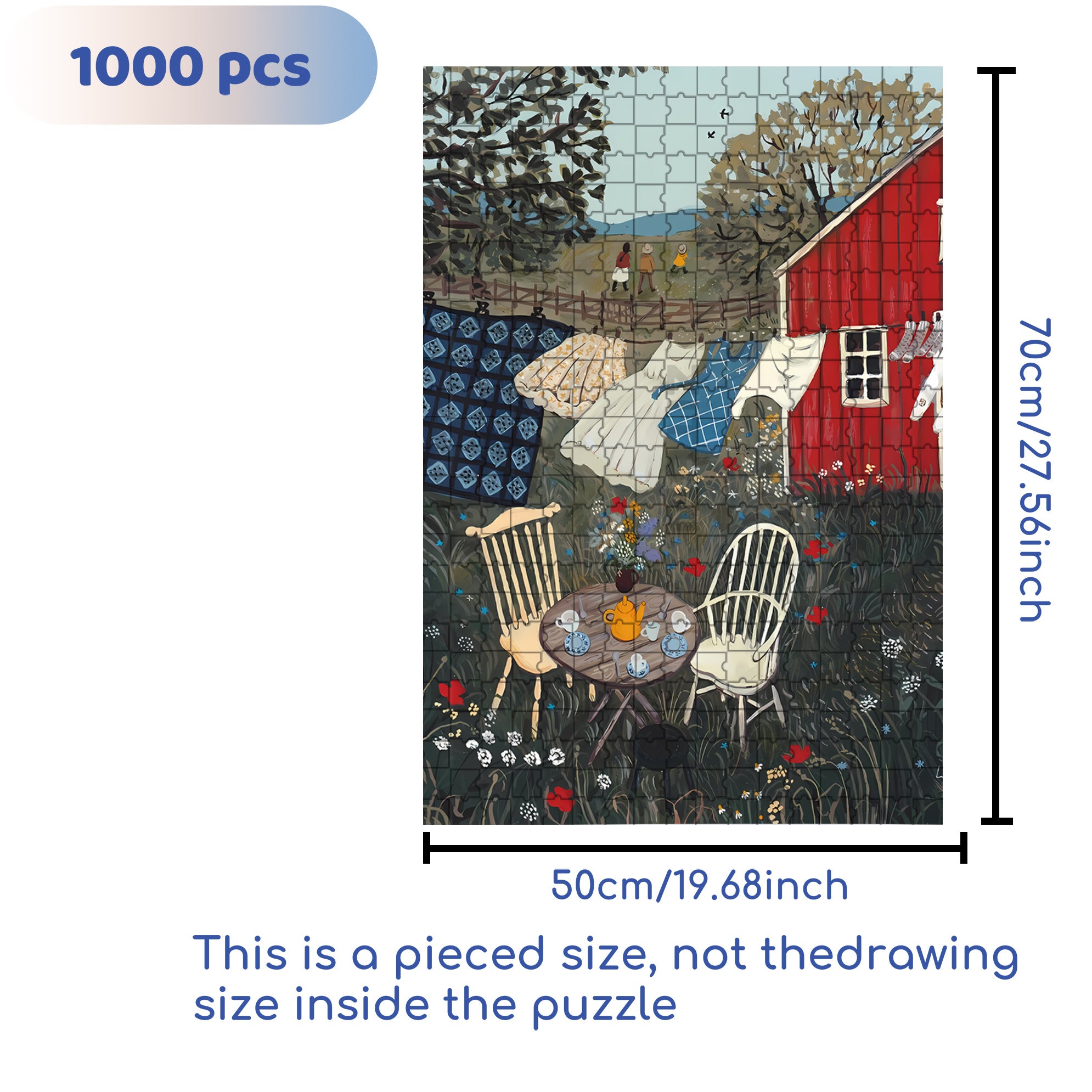 Tea in the Garden 500pcs/1000pcs Jigsaw Puzzle, Scratch-Resistant, Interactive Family Game & Brain-Boosting DIY Decor, Perfect for Halloween, Christmas & New Year Gifts, Family Puzzle Game