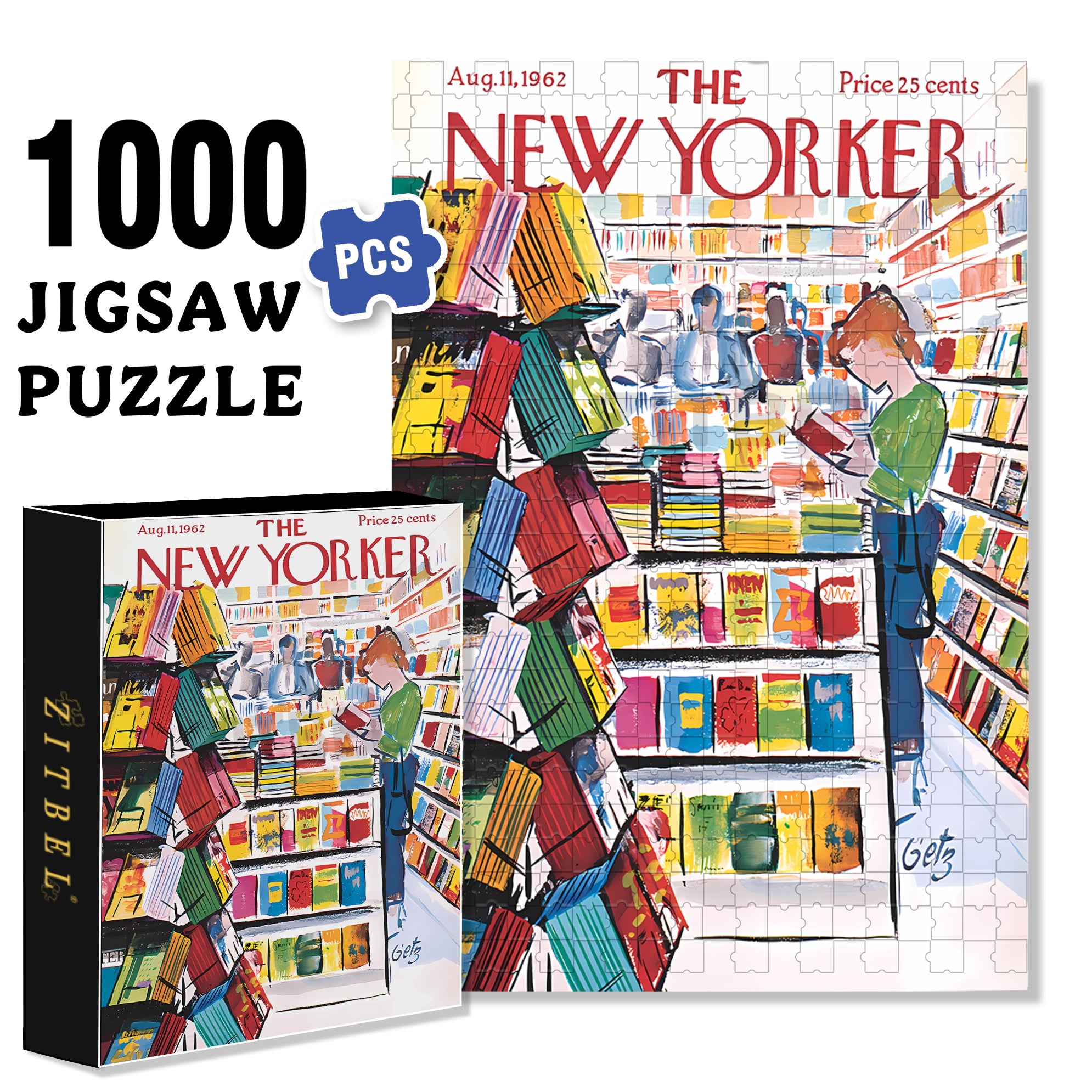 The Bookstore 500pcs/1000pcs Jigsaw Puzzle, Scratch-Resistant, Interactive Family Game & Brain-Boosting DIY Decor, Perfect for Halloween, Christmas & New Year Gifts, Family Puzzle Game
