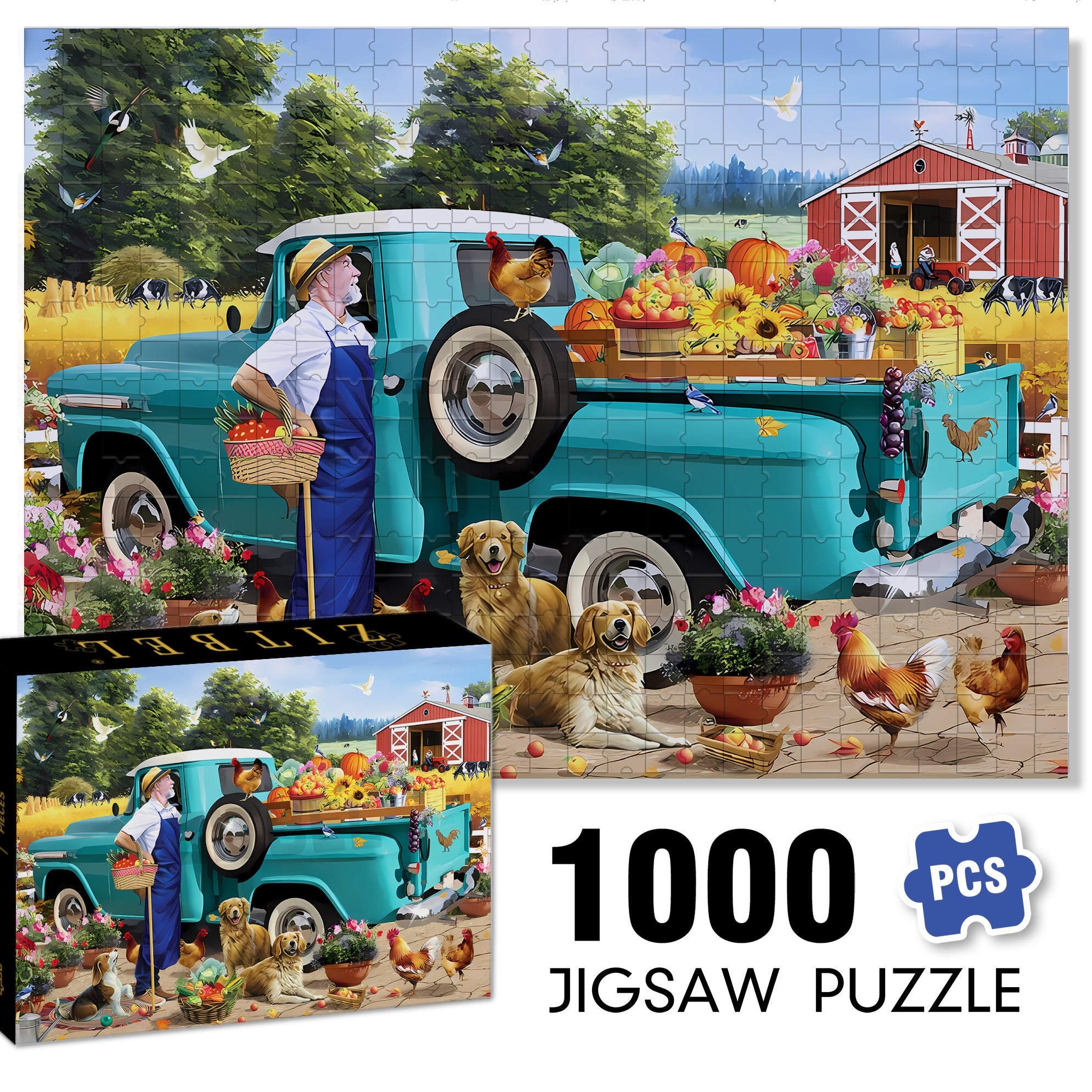 Uncle Jonny's Harvest Time 500pcs/1000pcs Jigsaw Puzzle, Scratch-Resistant, Interactive Family Game & Brain-Boosting DIY Decor, Perfect for Halloween, Christmas & New Year Gifts, Family Puzzle Game