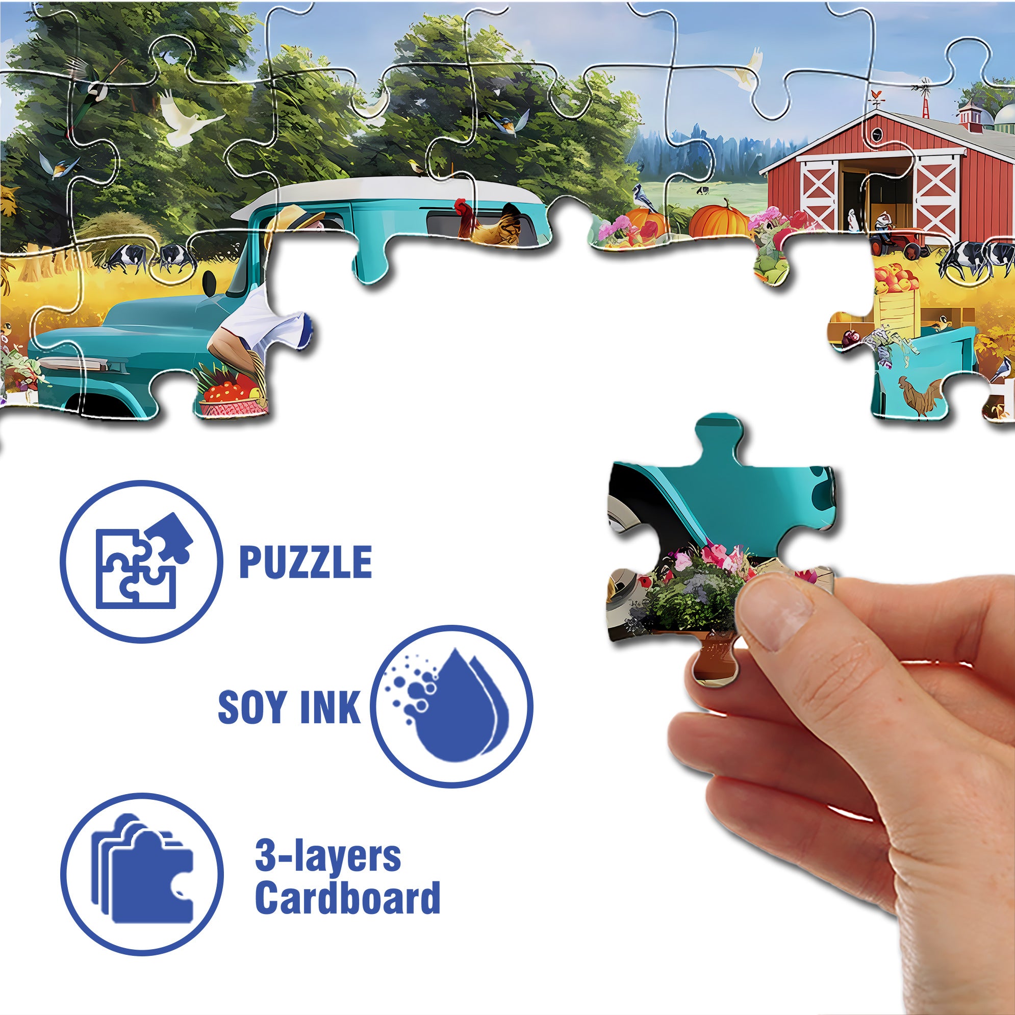 Uncle Jonny's Harvest Time 500pcs/1000pcs Jigsaw Puzzle, Scratch-Resistant, Interactive Family Game & Brain-Boosting DIY Decor, Perfect for Halloween, Christmas & New Year Gifts, Family Puzzle Game