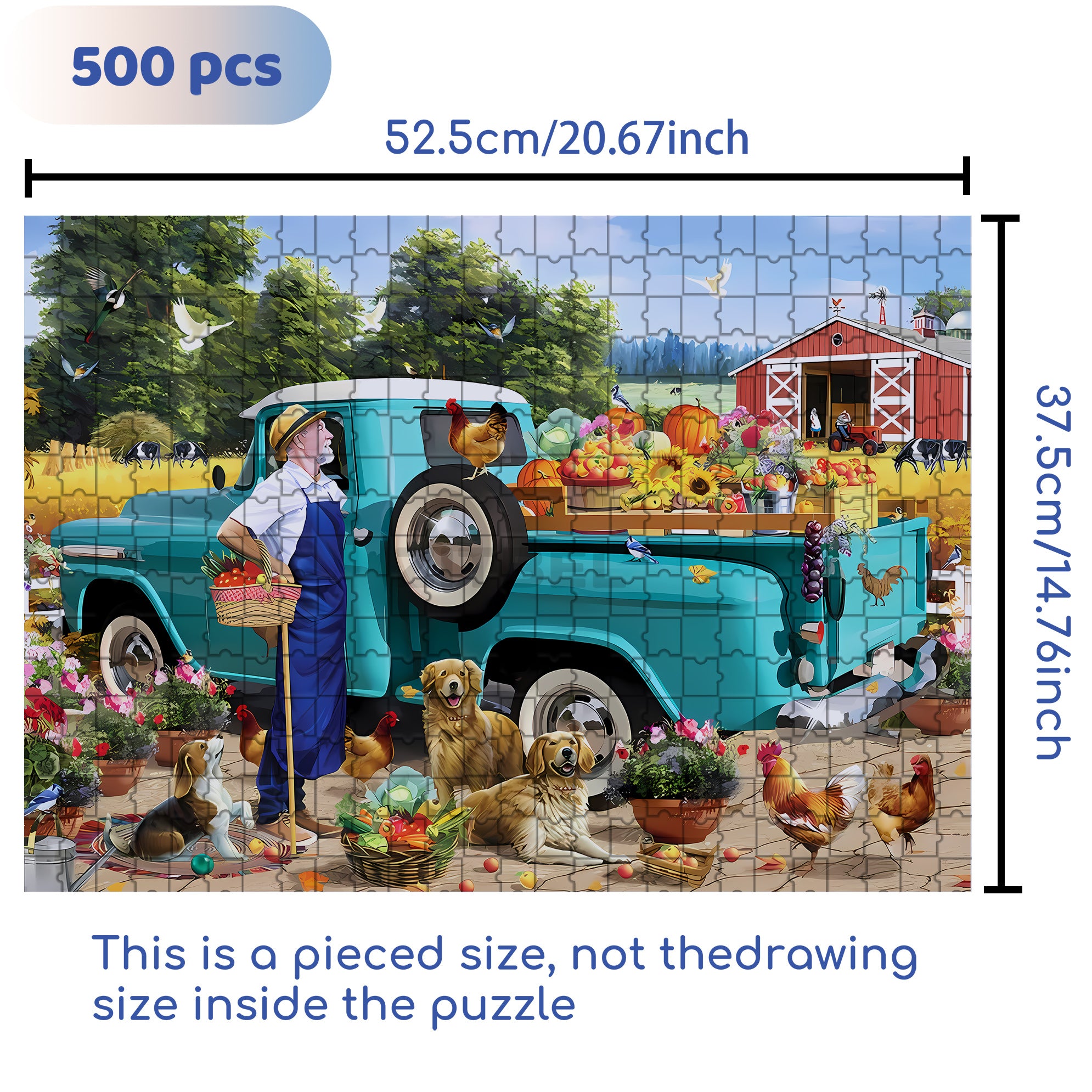 Uncle Jonny's Harvest Time 500pcs/1000pcs Jigsaw Puzzle, Scratch-Resistant, Interactive Family Game & Brain-Boosting DIY Decor, Perfect for Halloween, Christmas & New Year Gifts, Family Puzzle Game