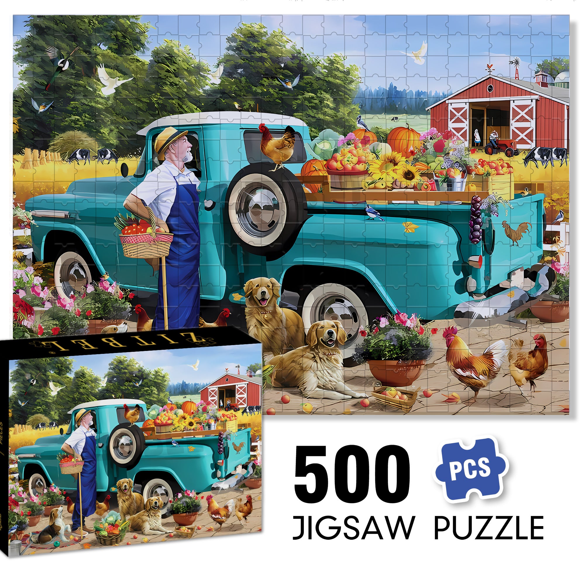 Uncle Jonny's Harvest Time 500pcs/1000pcs Jigsaw Puzzle, Scratch-Resistant, Interactive Family Game & Brain-Boosting DIY Decor, Perfect for Halloween, Christmas & New Year Gifts, Family Puzzle Game