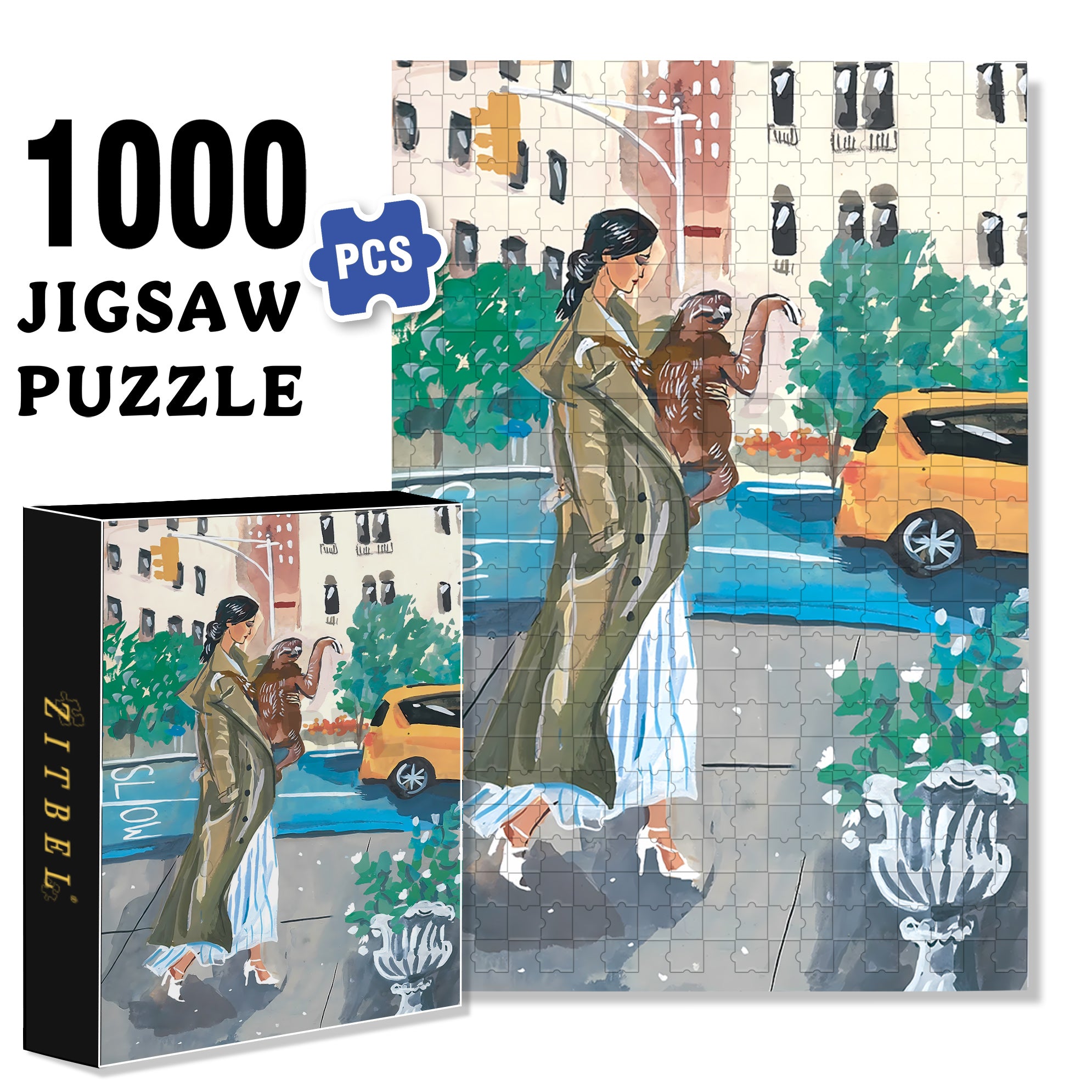 Urban Sloth 500pcs/1000pcs Jigsaw Puzzle, Scratch-Resistant, Interactive Family Game & Brain-Boosting DIY Decor, Perfect for Halloween, Christmas & New Year Gifts, Family Puzzle Game