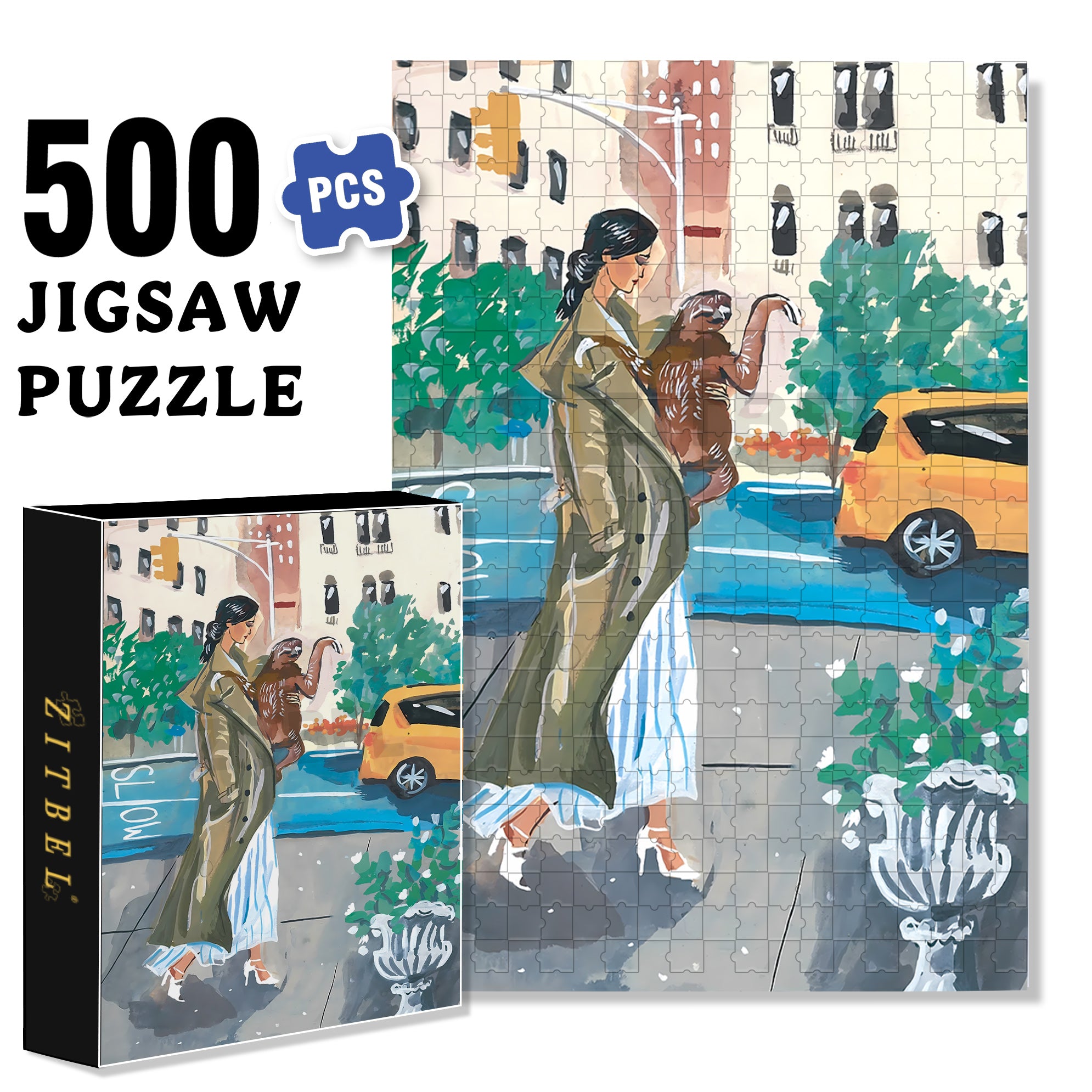 Urban Sloth 500pcs/1000pcs Jigsaw Puzzle, Scratch-Resistant, Interactive Family Game & Brain-Boosting DIY Decor, Perfect for Halloween, Christmas & New Year Gifts, Family Puzzle Game