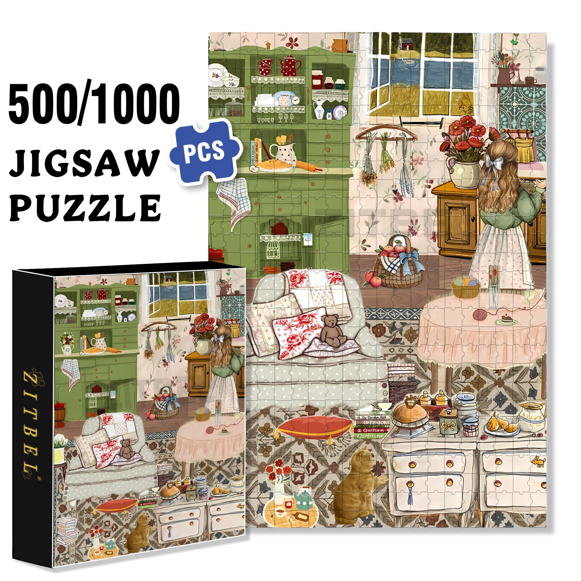 Winter Cozy Homedecor 500pcs/1000pcs Jigsaw Puzzle, Scratch-Resistant, Interactive Family Game & Brain-Boosting DIY Decor, Perfect for Halloween, Christmas & New Year Gifts, Family Puzzle Game