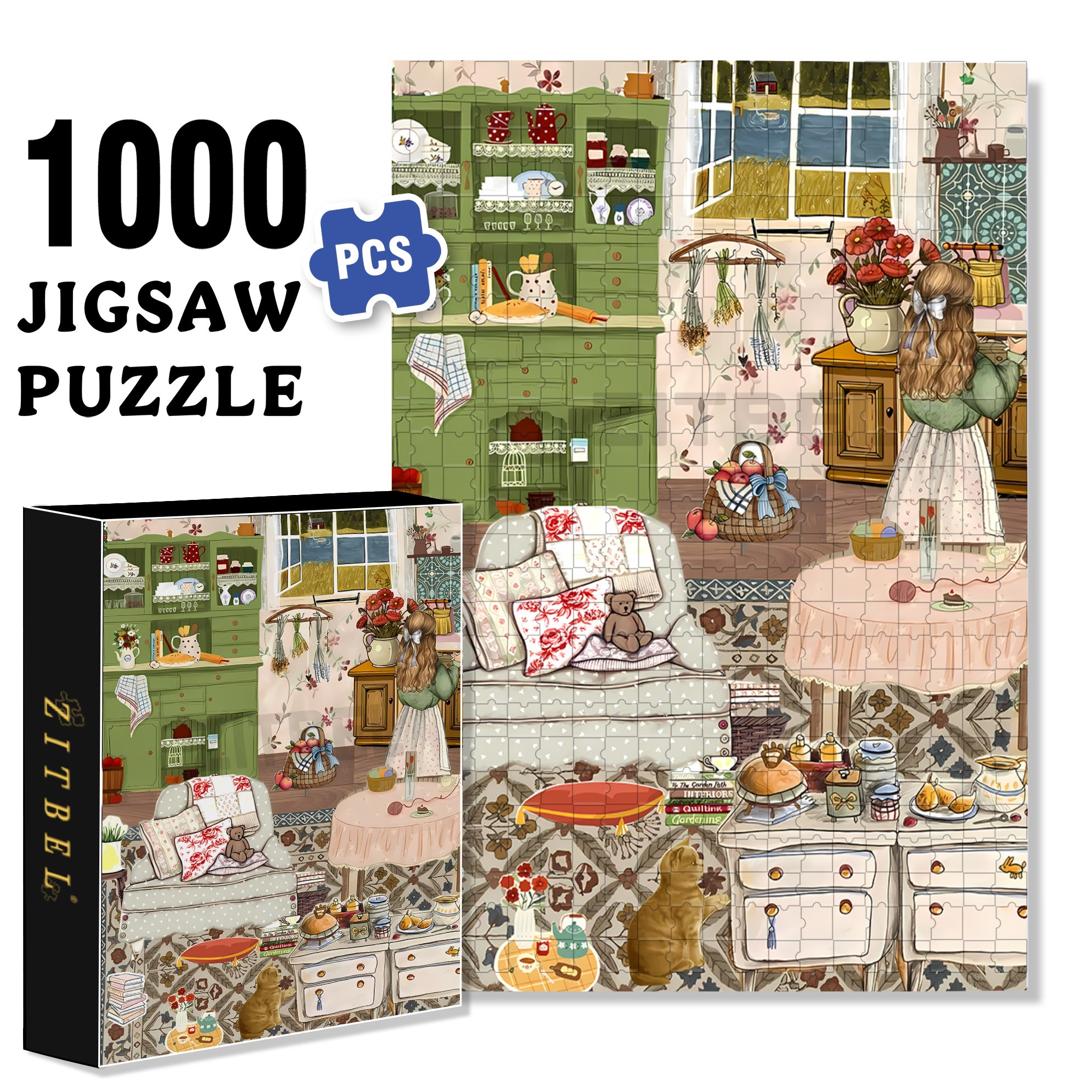 Winter Cozy Homedecor 500pcs/1000pcs Jigsaw Puzzle, Scratch-Resistant, Interactive Family Game & Brain-Boosting DIY Decor, Perfect for Halloween, Christmas & New Year Gifts, Family Puzzle Game