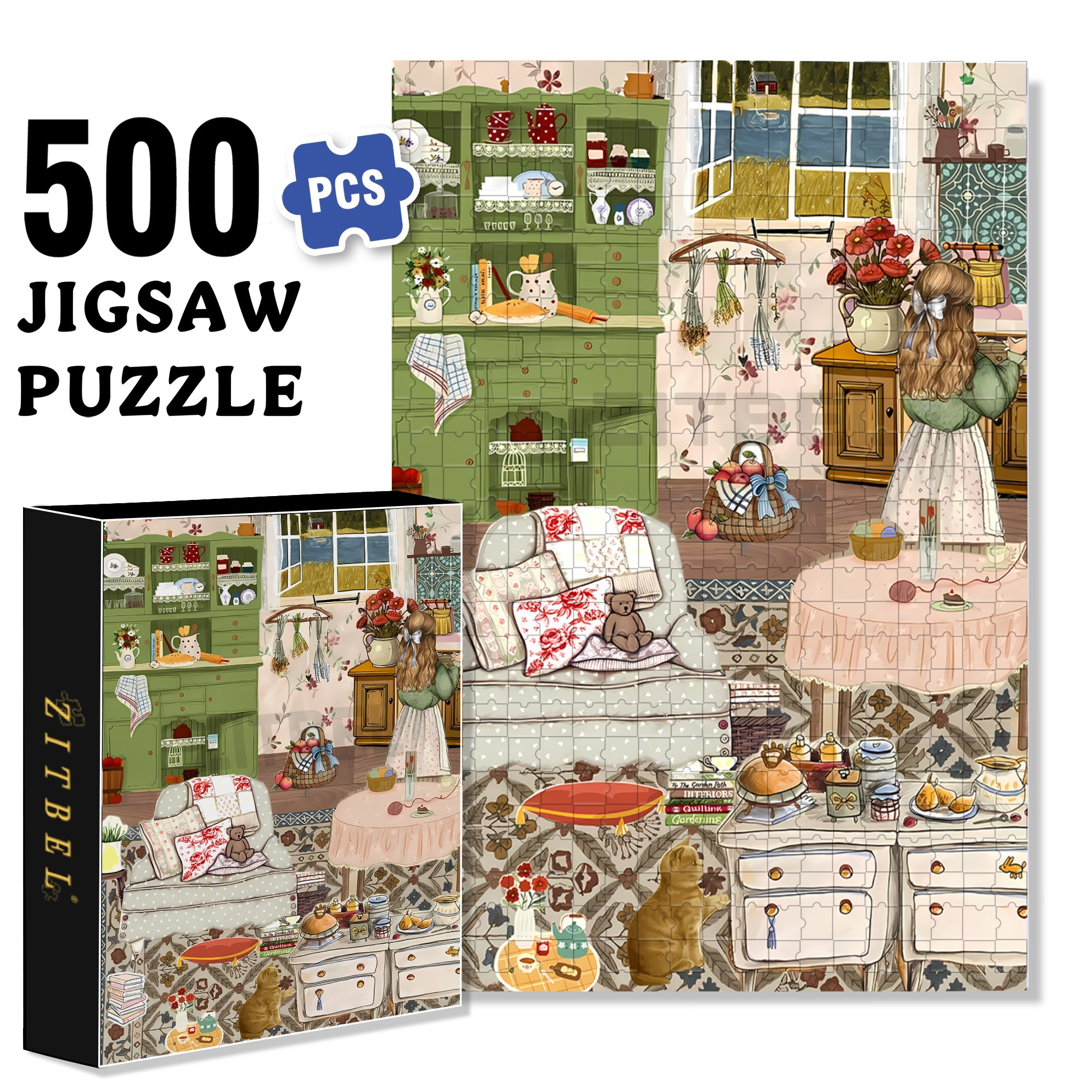 Winter Cozy Homedecor 500pcs/1000pcs Jigsaw Puzzle, Scratch-Resistant, Interactive Family Game & Brain-Boosting DIY Decor, Perfect for Halloween, Christmas & New Year Gifts, Family Puzzle Game