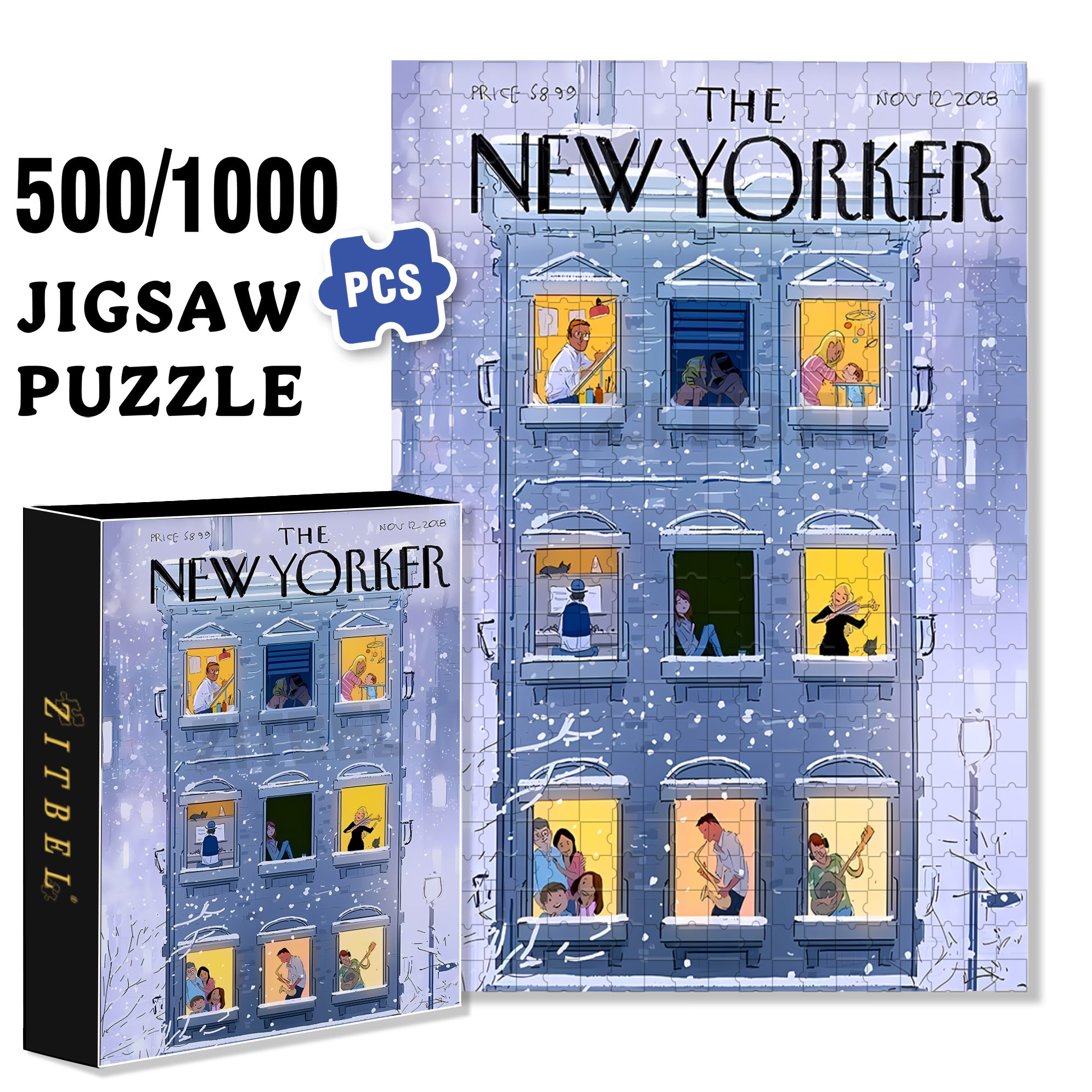 Winter Night Apartment 500pcs/1000pcs Jigsaw Puzzle, Scratch-Resistant, Interactive Family Game & Brain-Boosting DIY Decor, Perfect for Halloween, Christmas & New Year Gifts, Family Puzzle Game