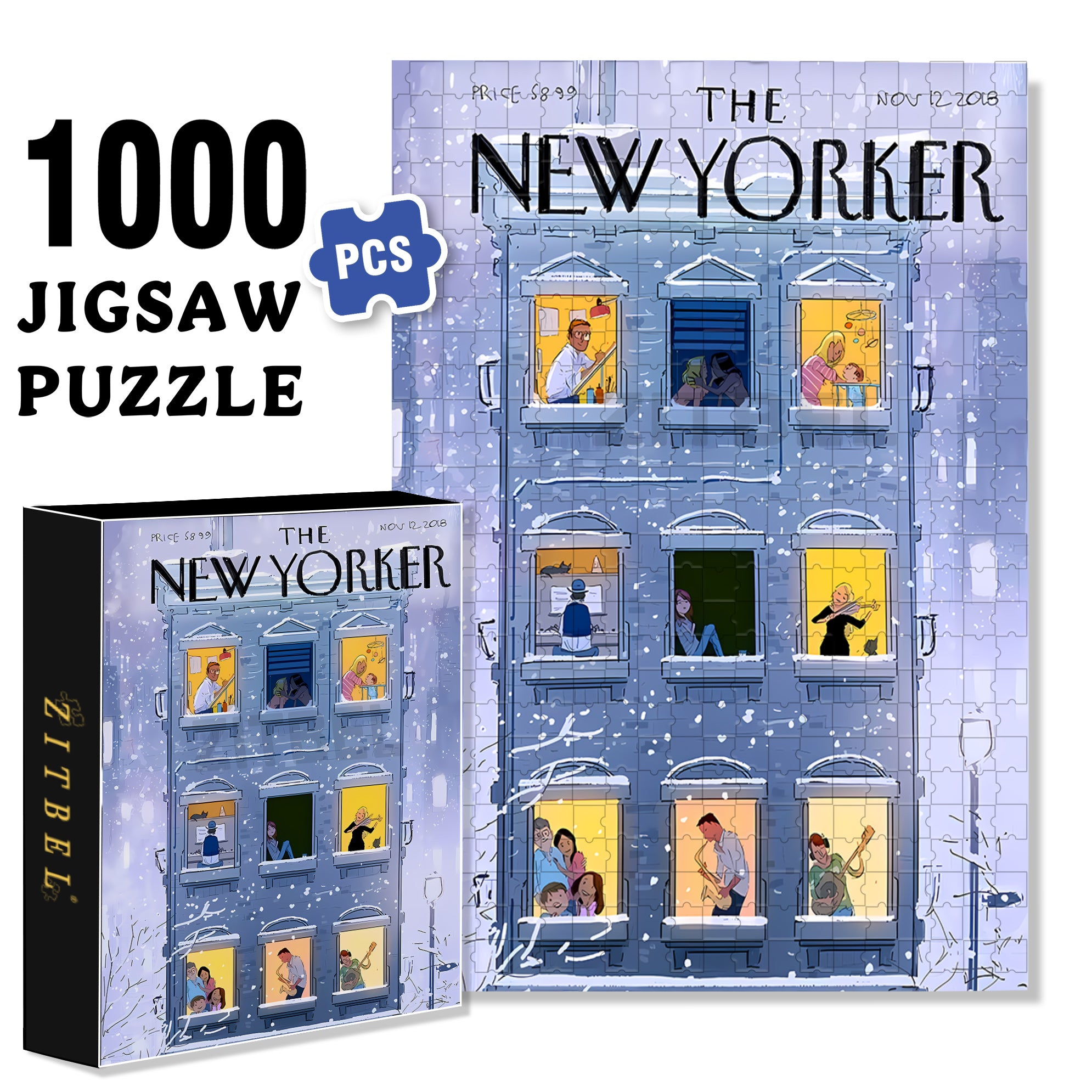 Winter Night Apartment 500pcs/1000pcs Jigsaw Puzzle, Scratch-Resistant, Interactive Family Game & Brain-Boosting DIY Decor, Perfect for Halloween, Christmas & New Year Gifts, Family Puzzle Game