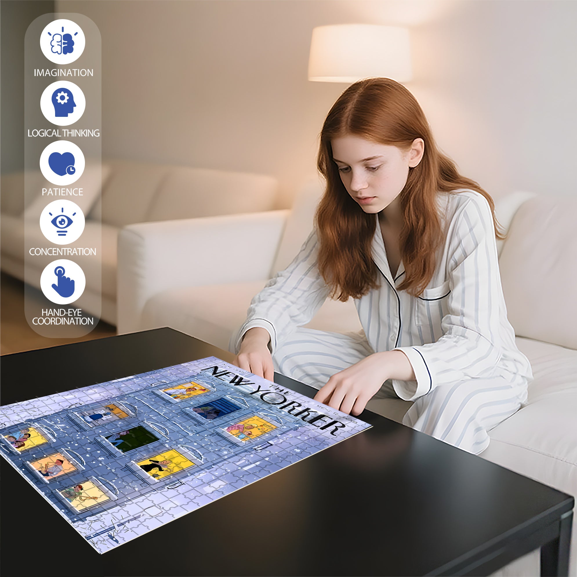 Winter Night Apartment 500pcs/1000pcs Jigsaw Puzzle, Scratch-Resistant, Interactive Family Game & Brain-Boosting DIY Decor, Perfect for Halloween, Christmas & New Year Gifts, Family Puzzle Game