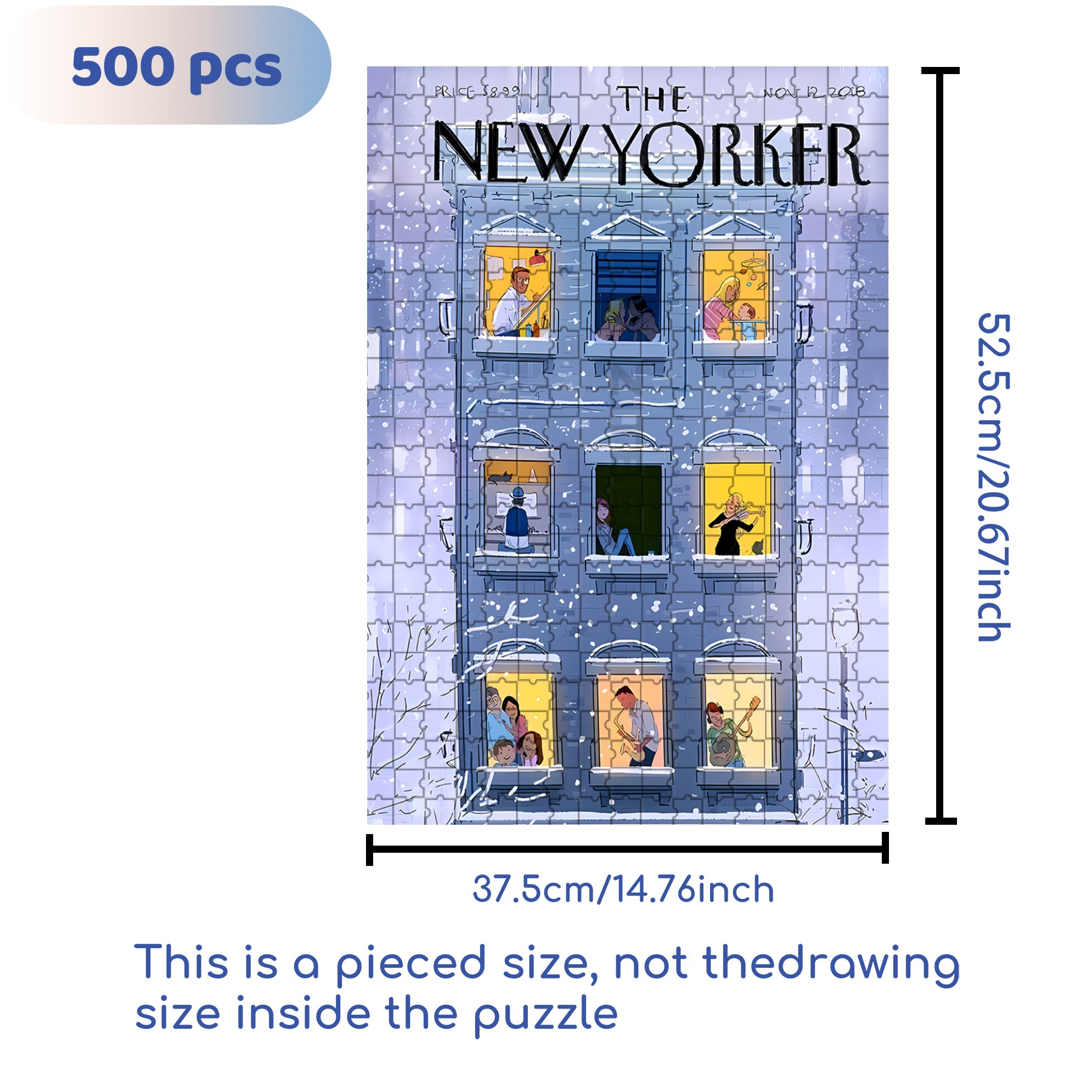 Winter Night Apartment 500pcs/1000pcs Jigsaw Puzzle, Scratch-Resistant, Interactive Family Game & Brain-Boosting DIY Decor, Perfect for Halloween, Christmas & New Year Gifts, Family Puzzle Game