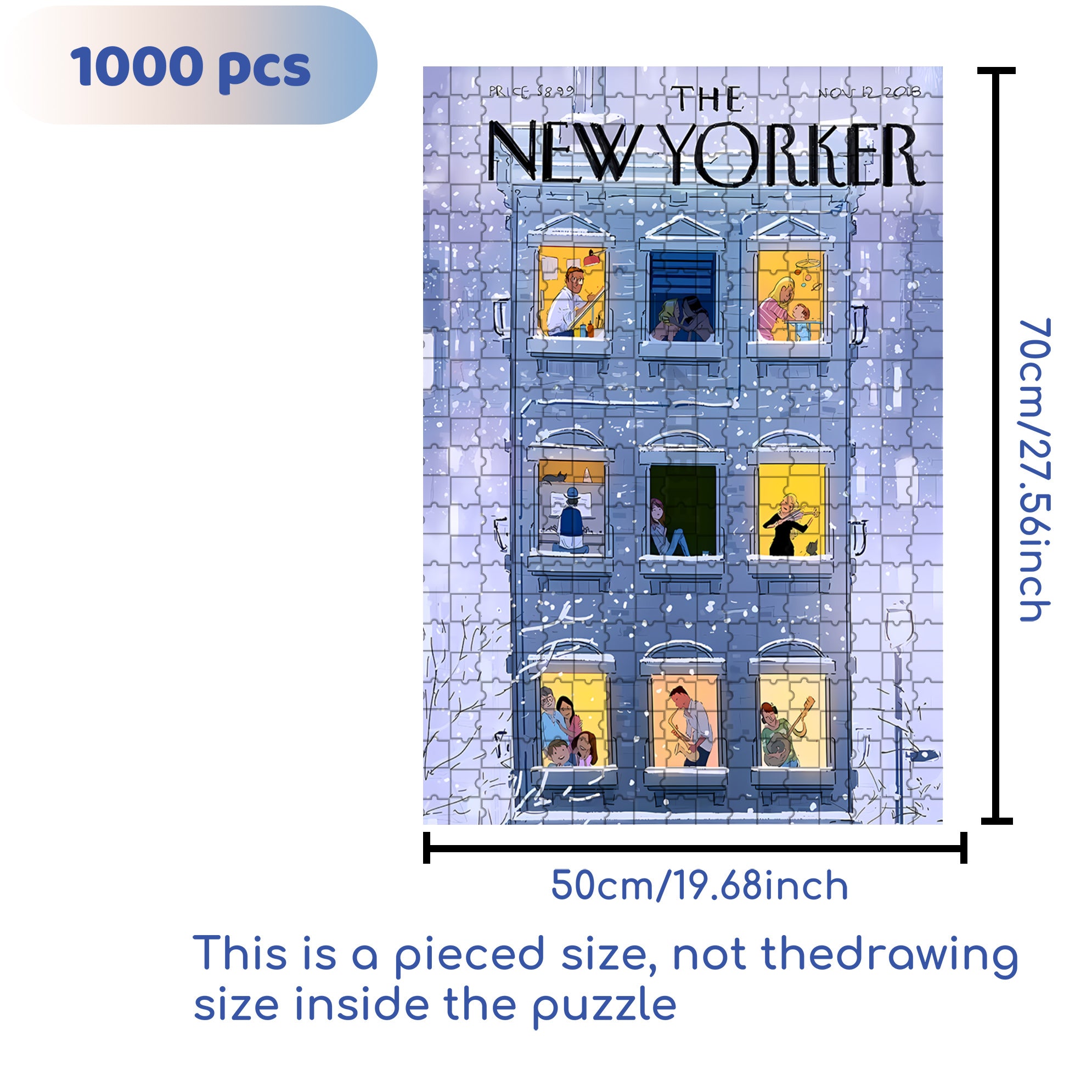 Winter Night Apartment 500pcs/1000pcs Jigsaw Puzzle, Scratch-Resistant, Interactive Family Game & Brain-Boosting DIY Decor, Perfect for Halloween, Christmas & New Year Gifts, Family Puzzle Game