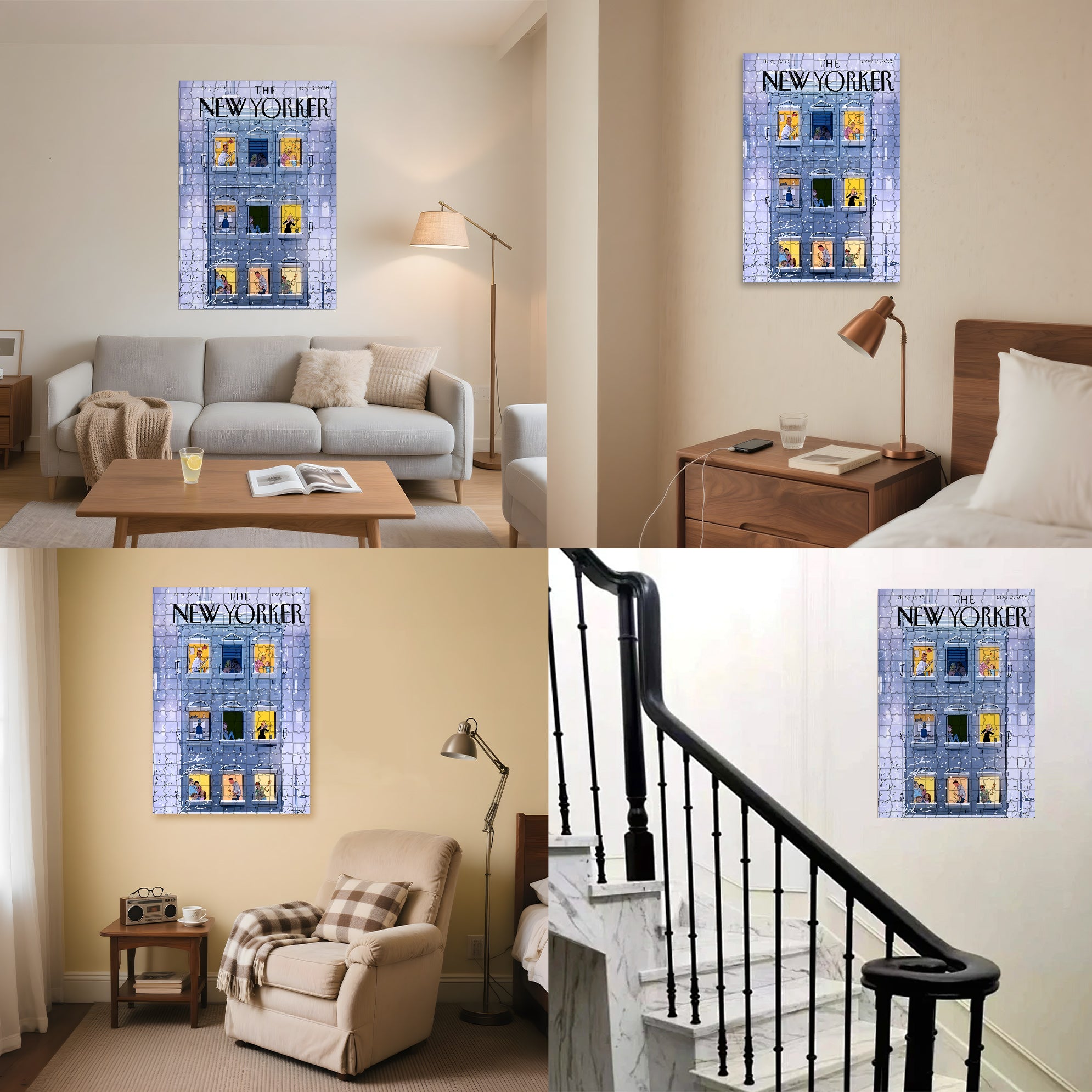 Winter Night Apartment 500pcs/1000pcs Jigsaw Puzzle, Scratch-Resistant, Interactive Family Game & Brain-Boosting DIY Decor, Perfect for Halloween, Christmas & New Year Gifts, Family Puzzle Game