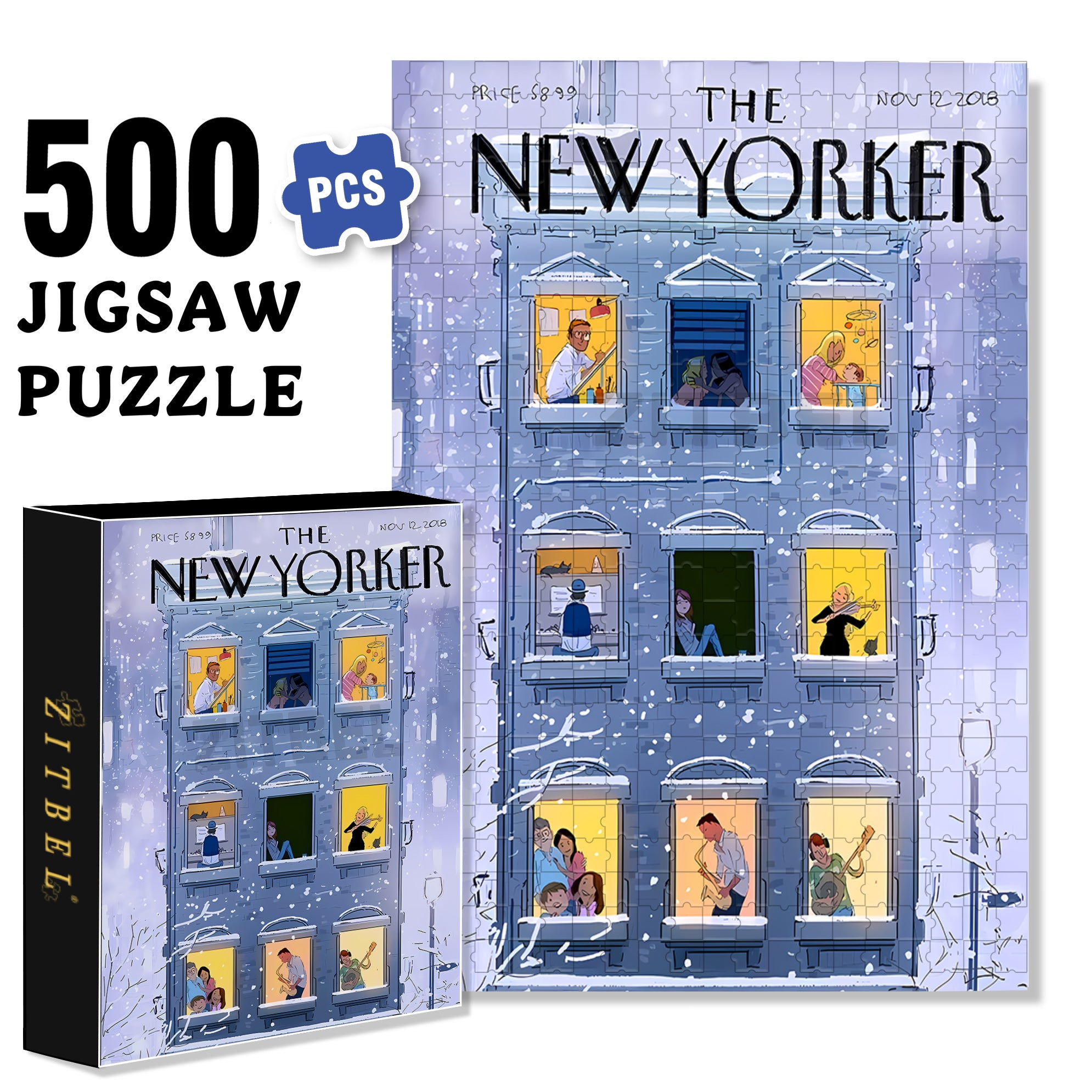 Winter Night Apartment 500pcs/1000pcs Jigsaw Puzzle, Scratch-Resistant, Interactive Family Game & Brain-Boosting DIY Decor, Perfect for Halloween, Christmas & New Year Gifts, Family Puzzle Game