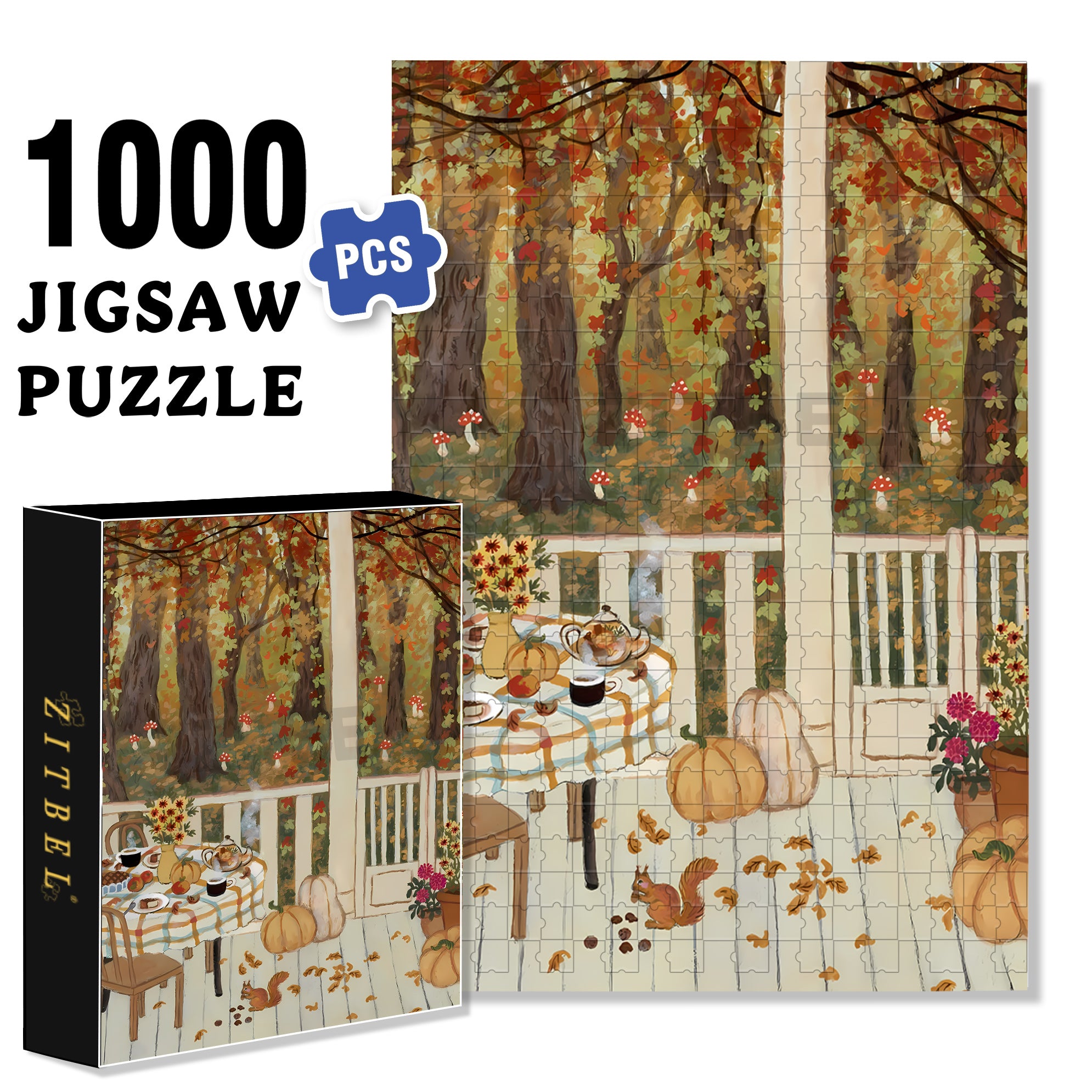 Woodland 500pcs/1000pcs Jigsaw Puzzle, Scratch-Resistant, Interactive Family Game & Brain-Boosting DIY Decor, Perfect for Halloween, Christmas & New Year Gifts, Family Puzzle Game