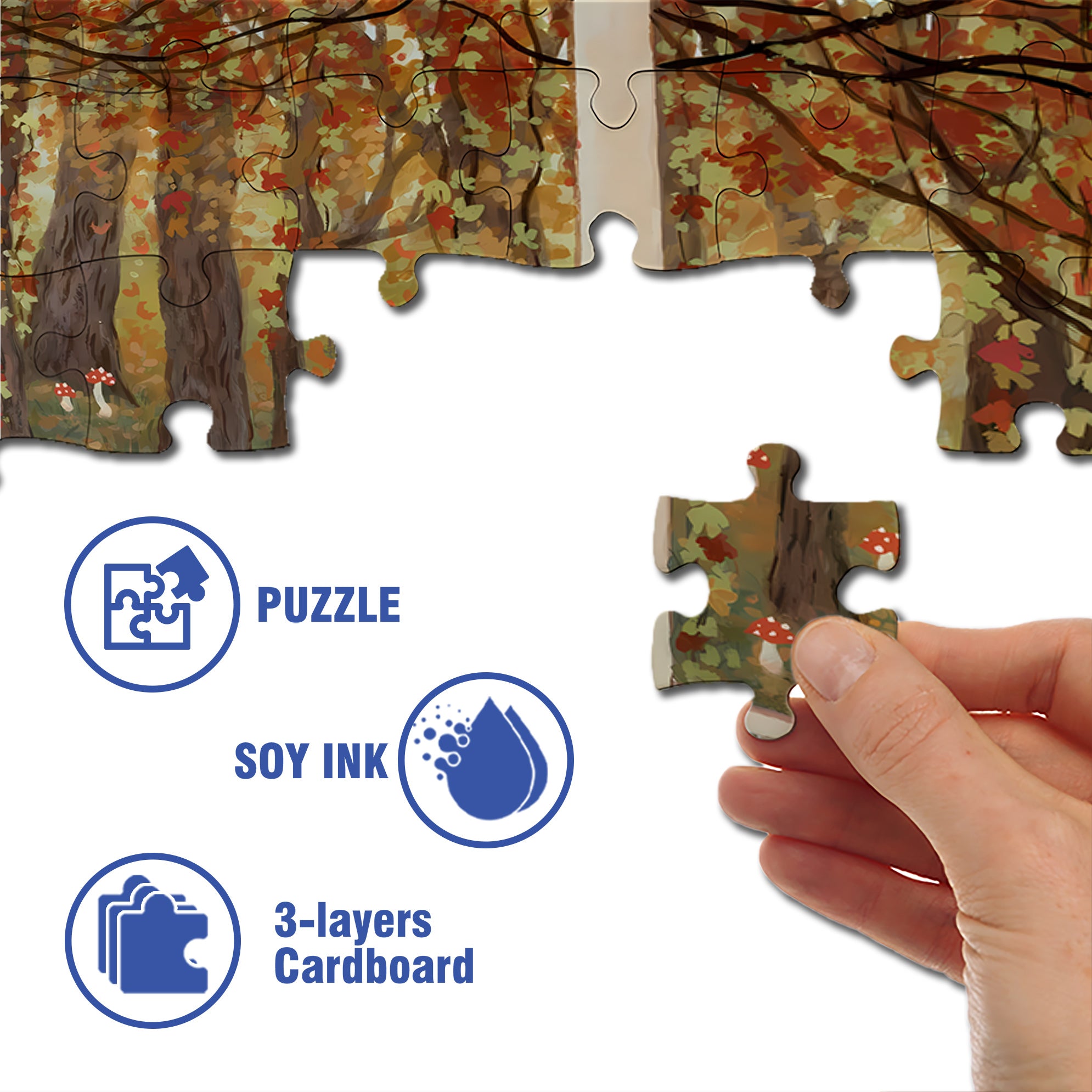 Woodland 500pcs/1000pcs Jigsaw Puzzle, Scratch-Resistant, Interactive Family Game & Brain-Boosting DIY Decor, Perfect for Halloween, Christmas & New Year Gifts, Family Puzzle Game