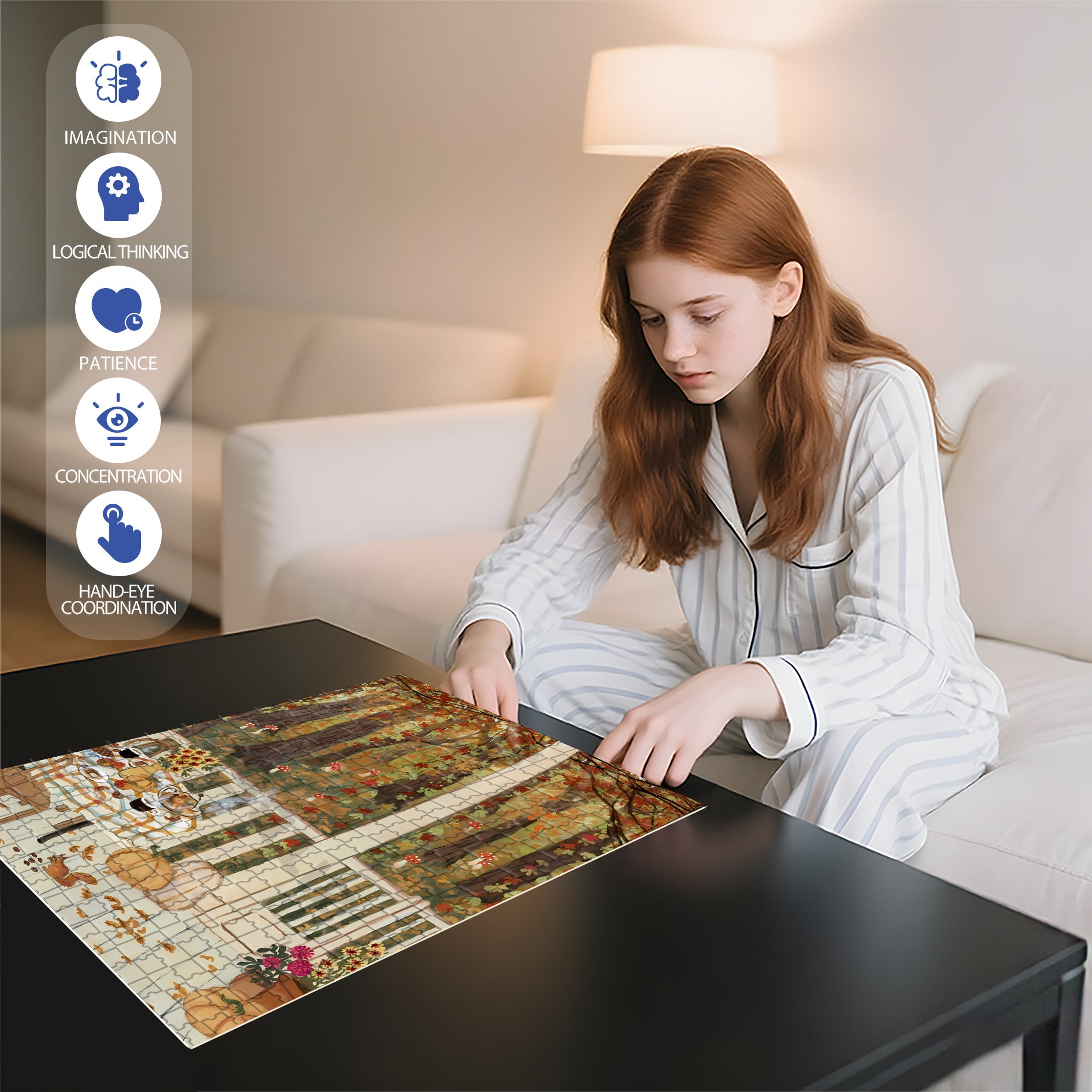 Woodland 500pcs/1000pcs Jigsaw Puzzle, Scratch-Resistant, Interactive Family Game & Brain-Boosting DIY Decor, Perfect for Halloween, Christmas & New Year Gifts, Family Puzzle Game