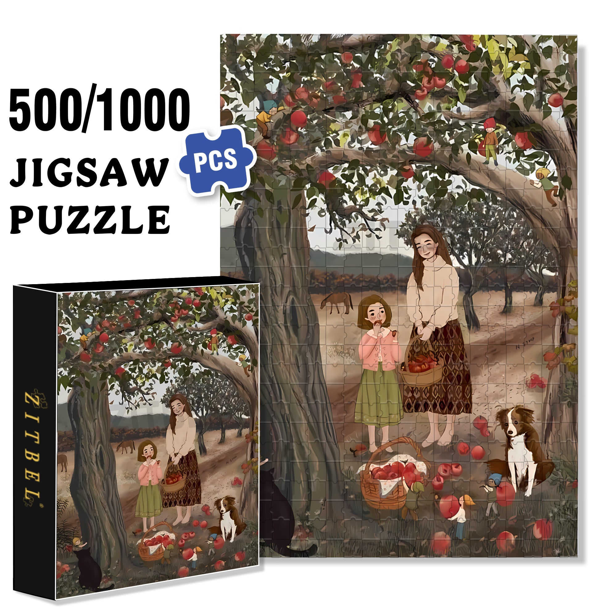 Yummy 500pcs/1000pcs Jigsaw Puzzle, Scratch-Resistant, Interactive Family Game & Brain-Boosting DIY Decor, Perfect for Halloween, Christmas & New Year Gifts, Family Puzzle Game