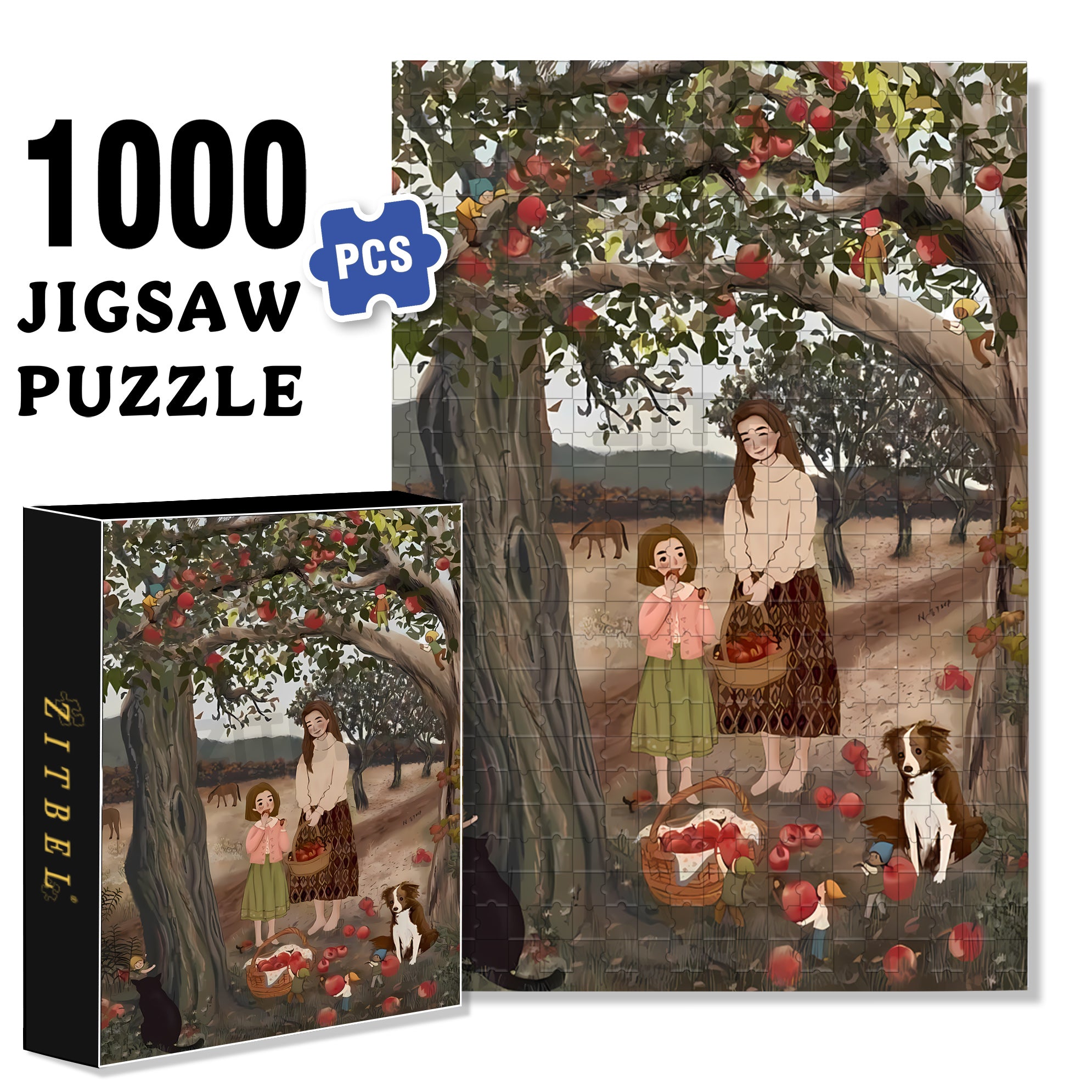 Yummy 500pcs/1000pcs Jigsaw Puzzle, Scratch-Resistant, Interactive Family Game & Brain-Boosting DIY Decor, Perfect for Halloween, Christmas & New Year Gifts, Family Puzzle Game