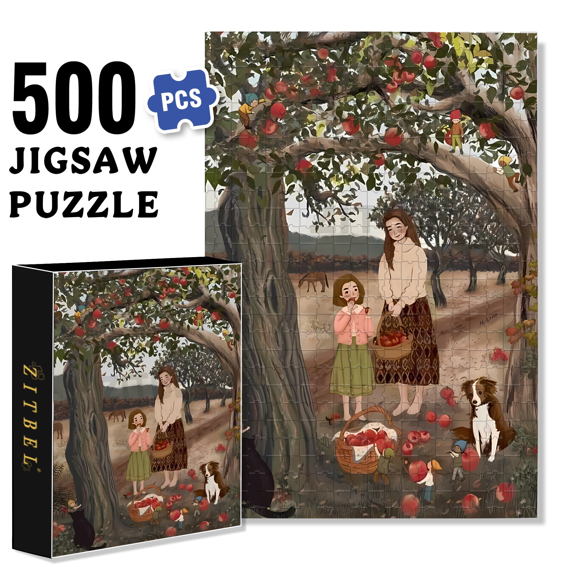 Yummy 500pcs/1000pcs Jigsaw Puzzle, Scratch-Resistant, Interactive Family Game & Brain-Boosting DIY Decor, Perfect for Halloween, Christmas & New Year Gifts, Family Puzzle Game
