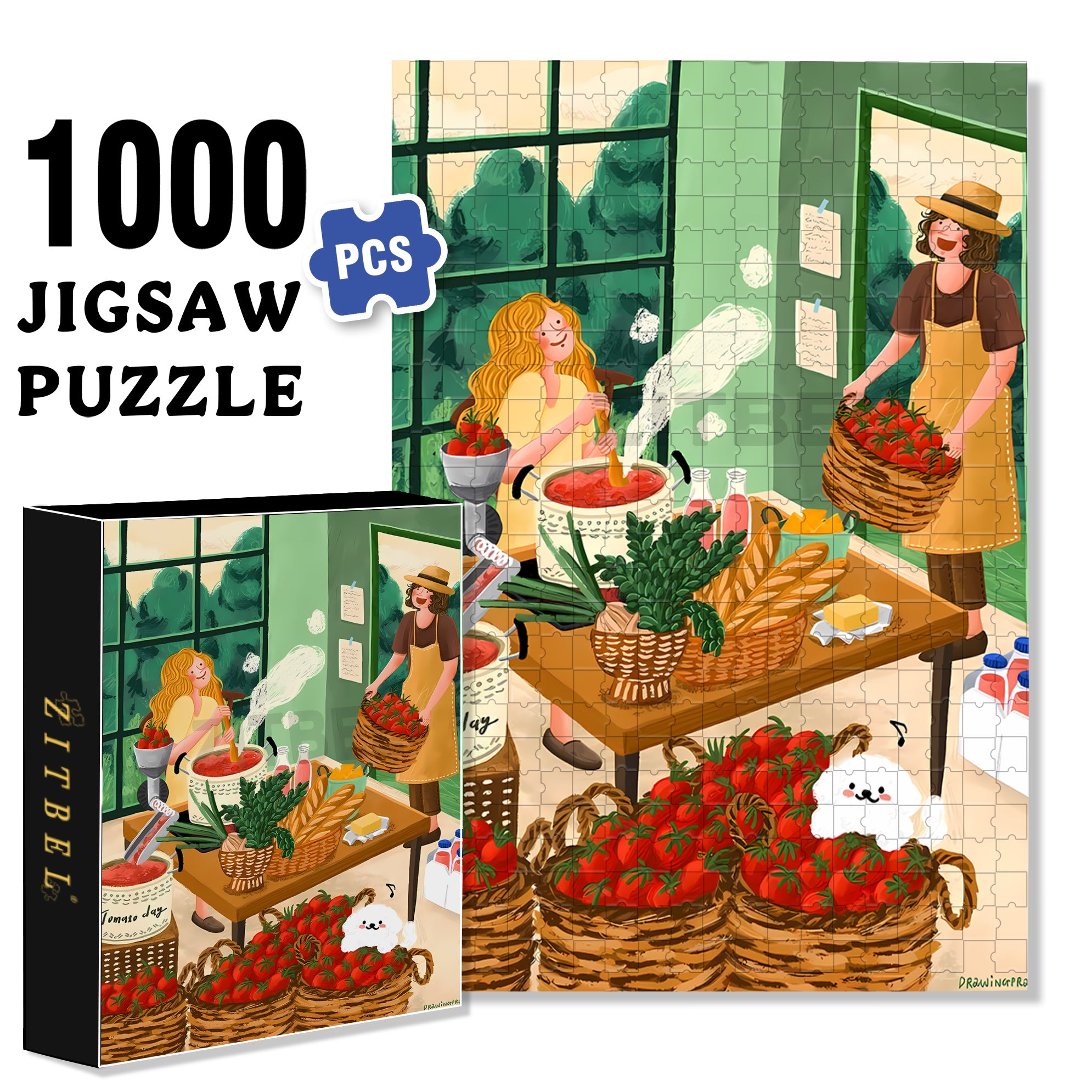 A Bumper Tomato Harvest 500pcs/1000pcs Jigsaw Puzzle, Scratch-Resistant, Interactive Family Game & Brain-Boosting DIY Decor, Perfect for Halloween, Christmas & New Year Gifts, Family Puzzle Game