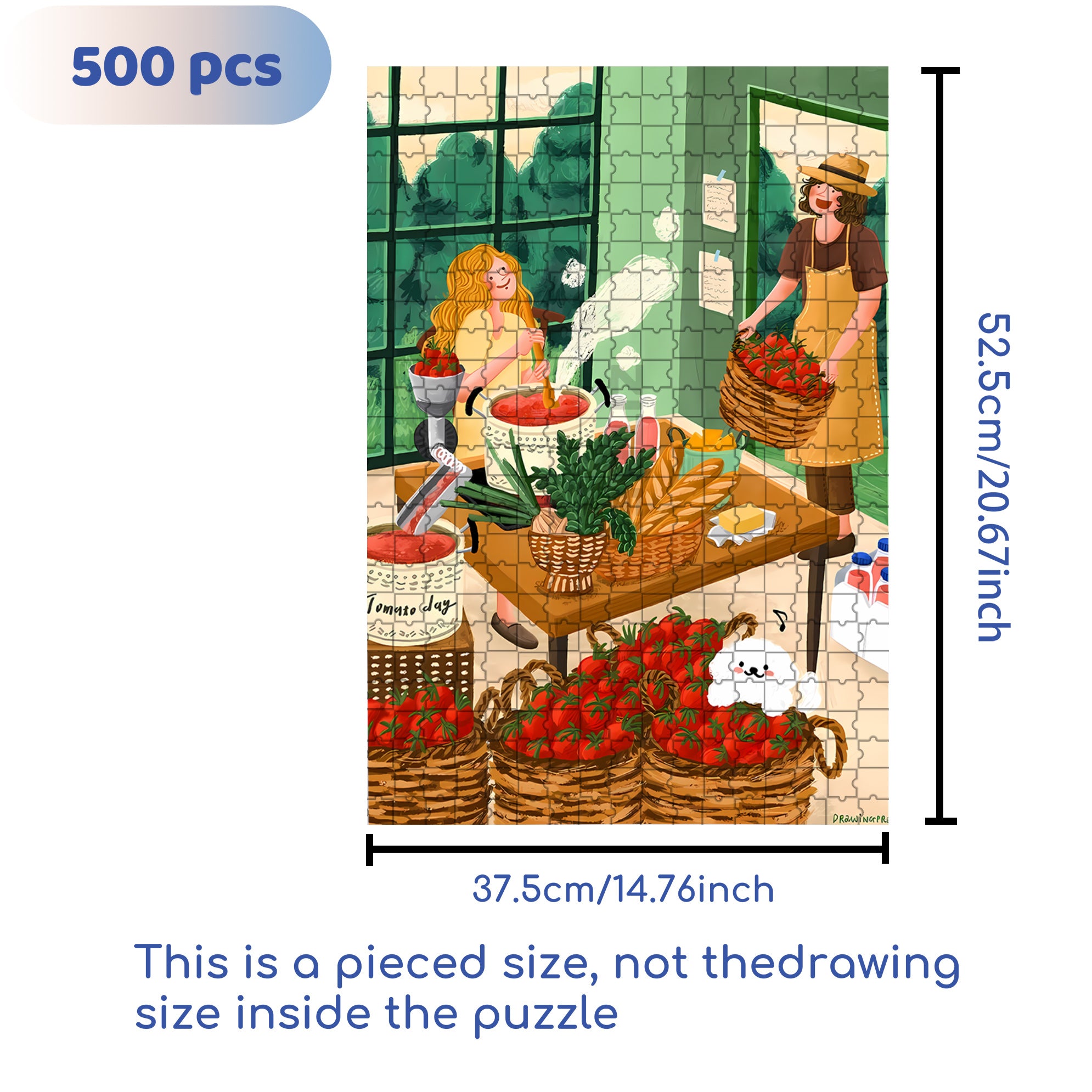 A Bumper Tomato Harvest 500pcs/1000pcs Jigsaw Puzzle, Scratch-Resistant, Interactive Family Game & Brain-Boosting DIY Decor, Perfect for Halloween, Christmas & New Year Gifts, Family Puzzle Game