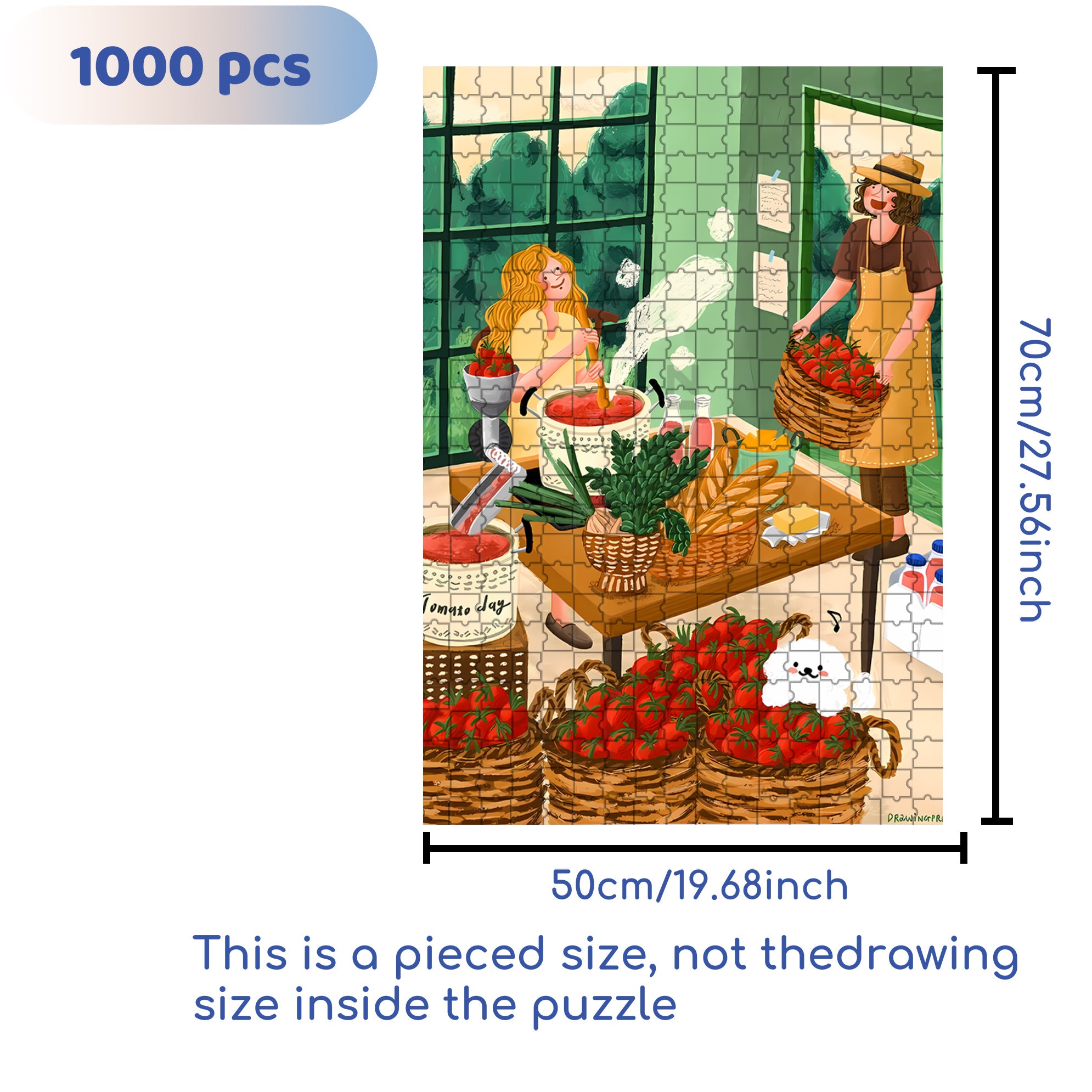 A Bumper Tomato Harvest 500pcs/1000pcs Jigsaw Puzzle, Scratch-Resistant, Interactive Family Game & Brain-Boosting DIY Decor, Perfect for Halloween, Christmas & New Year Gifts, Family Puzzle Game