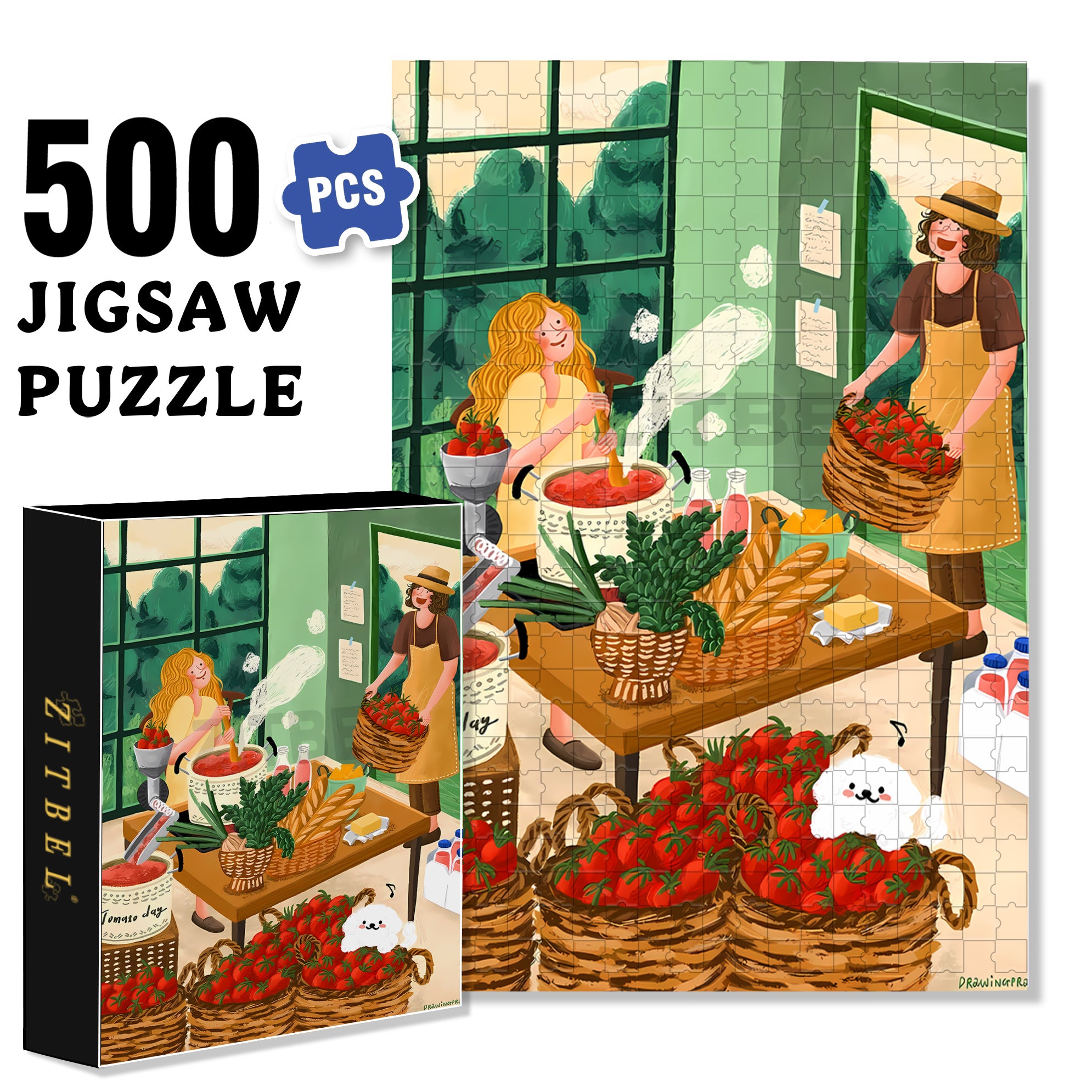 A Bumper Tomato Harvest 500pcs/1000pcs Jigsaw Puzzle, Scratch-Resistant, Interactive Family Game & Brain-Boosting DIY Decor, Perfect for Halloween, Christmas & New Year Gifts, Family Puzzle Game