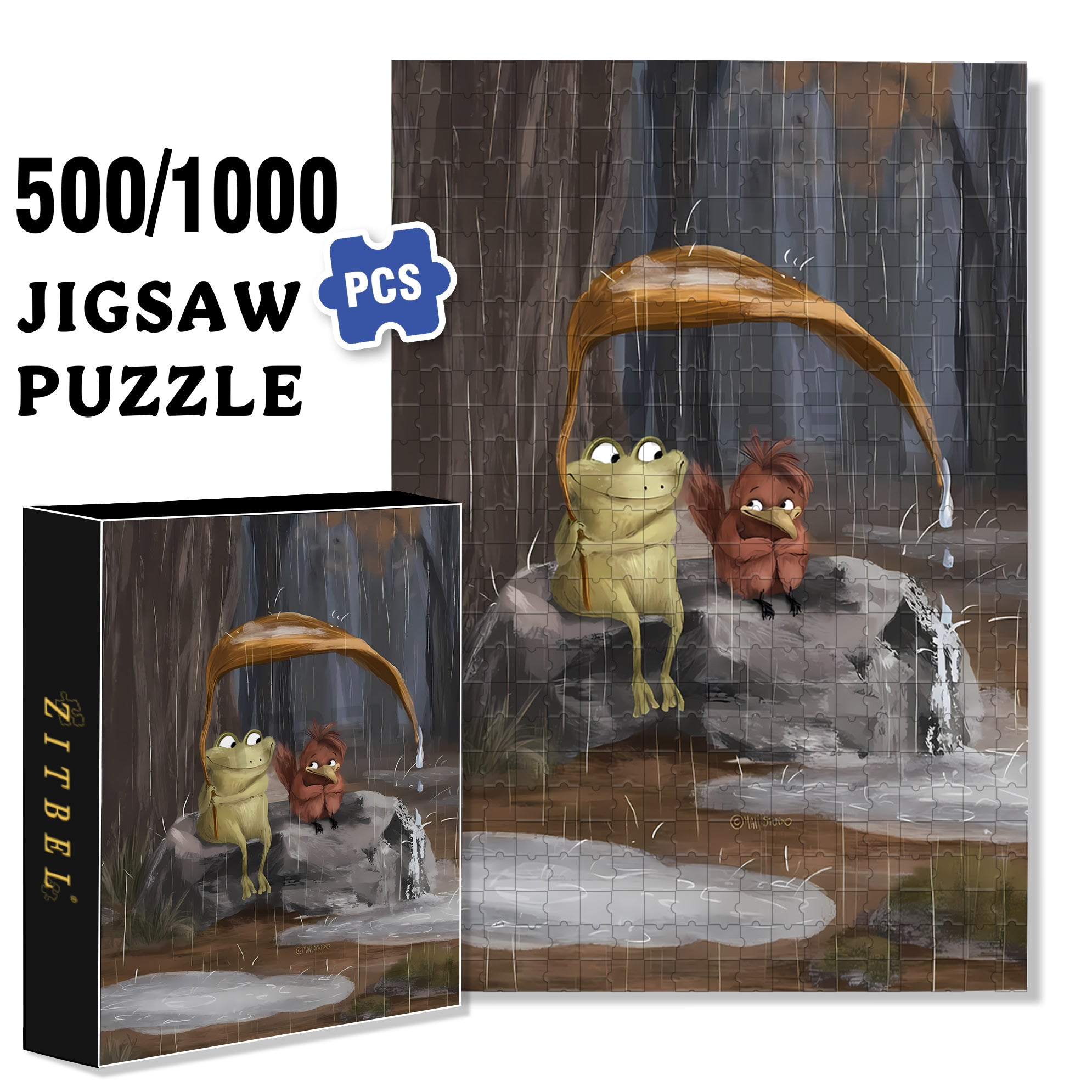 A Friend In Need 500pcs/1000pcs Jigsaw Puzzle, Scratch-Resistant, Interactive Family Game & Brain-Boosting DIY Decor, Perfect for Halloween, Christmas & New Year Gifts, Family Puzzle Game