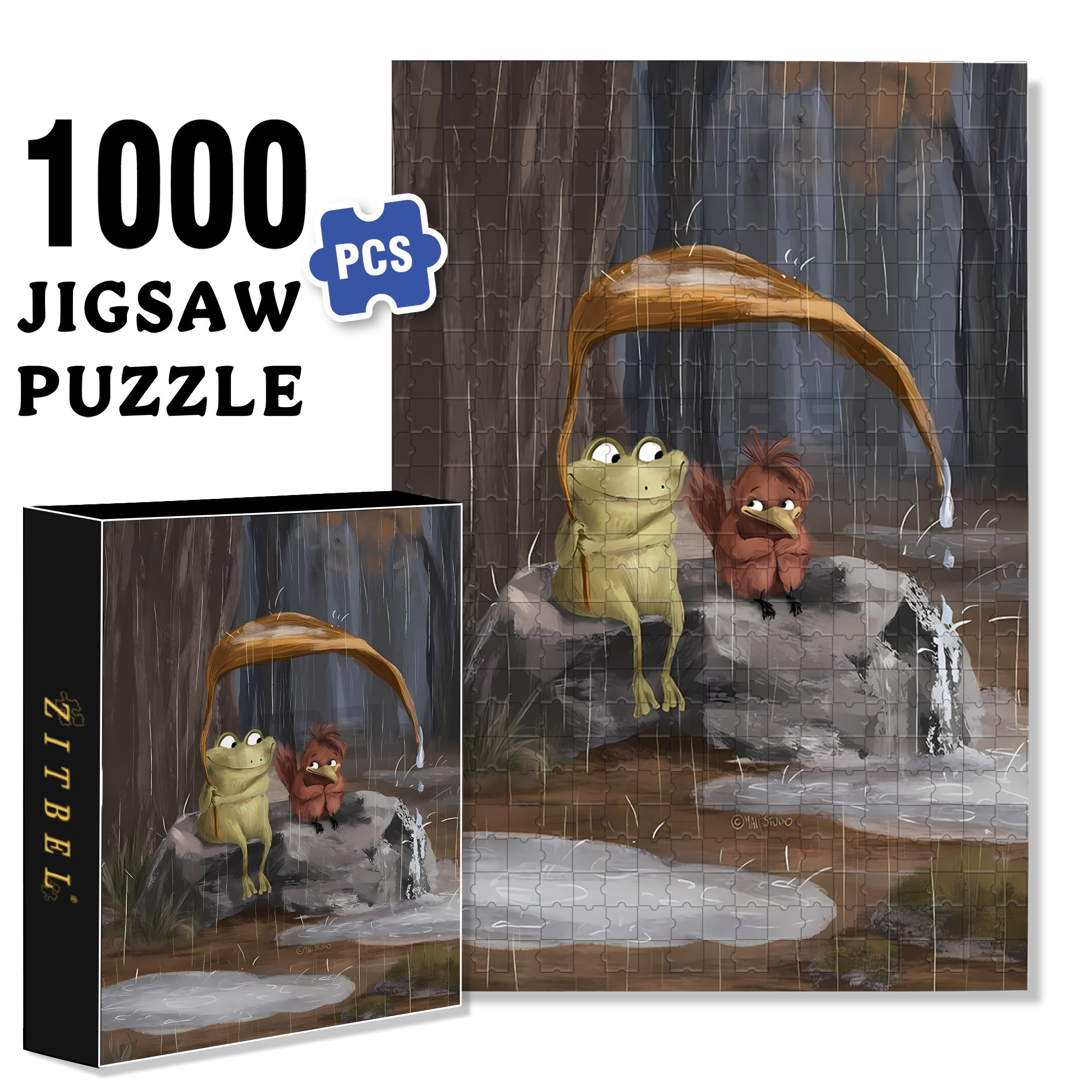 A Friend In Need 500pcs/1000pcs Jigsaw Puzzle, Scratch-Resistant, Interactive Family Game & Brain-Boosting DIY Decor, Perfect for Halloween, Christmas & New Year Gifts, Family Puzzle Game
