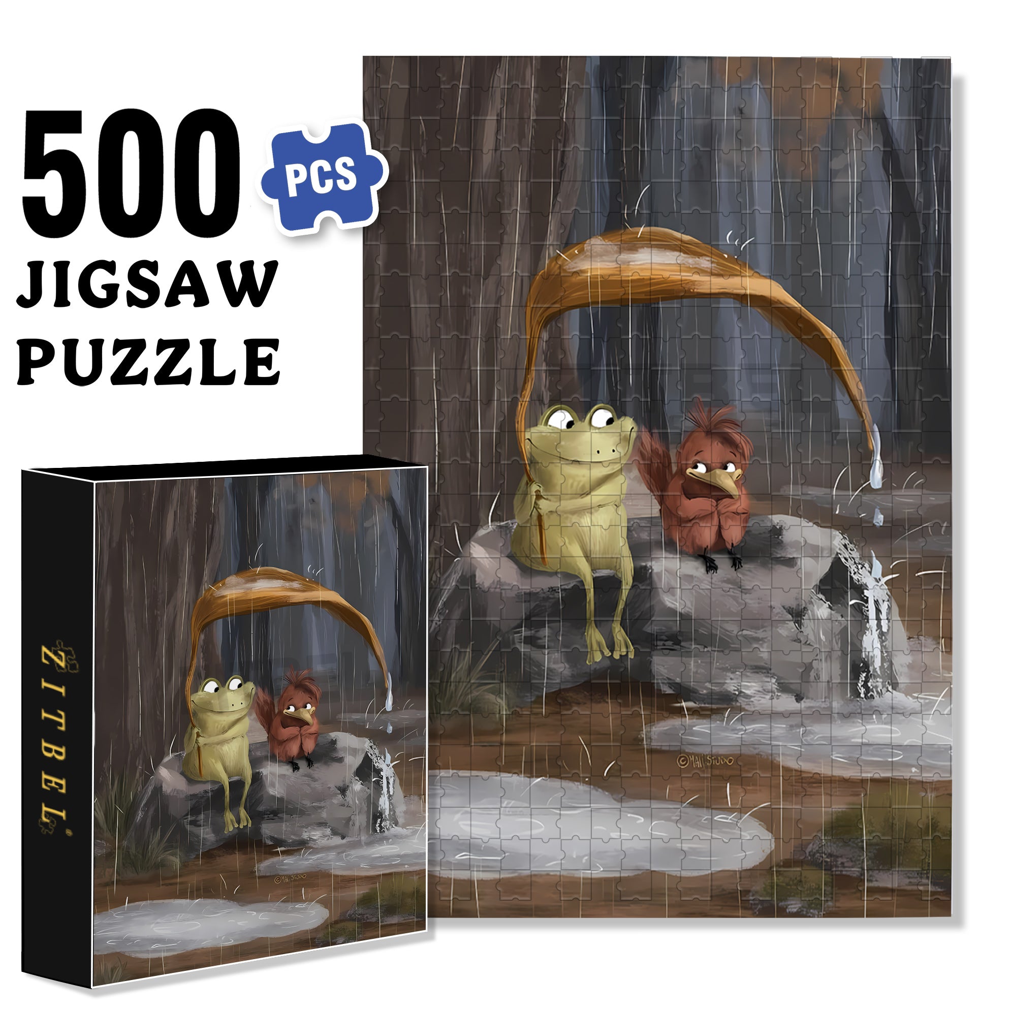 A Friend In Need 500pcs/1000pcs Jigsaw Puzzle, Scratch-Resistant, Interactive Family Game & Brain-Boosting DIY Decor, Perfect for Halloween, Christmas & New Year Gifts, Family Puzzle Game