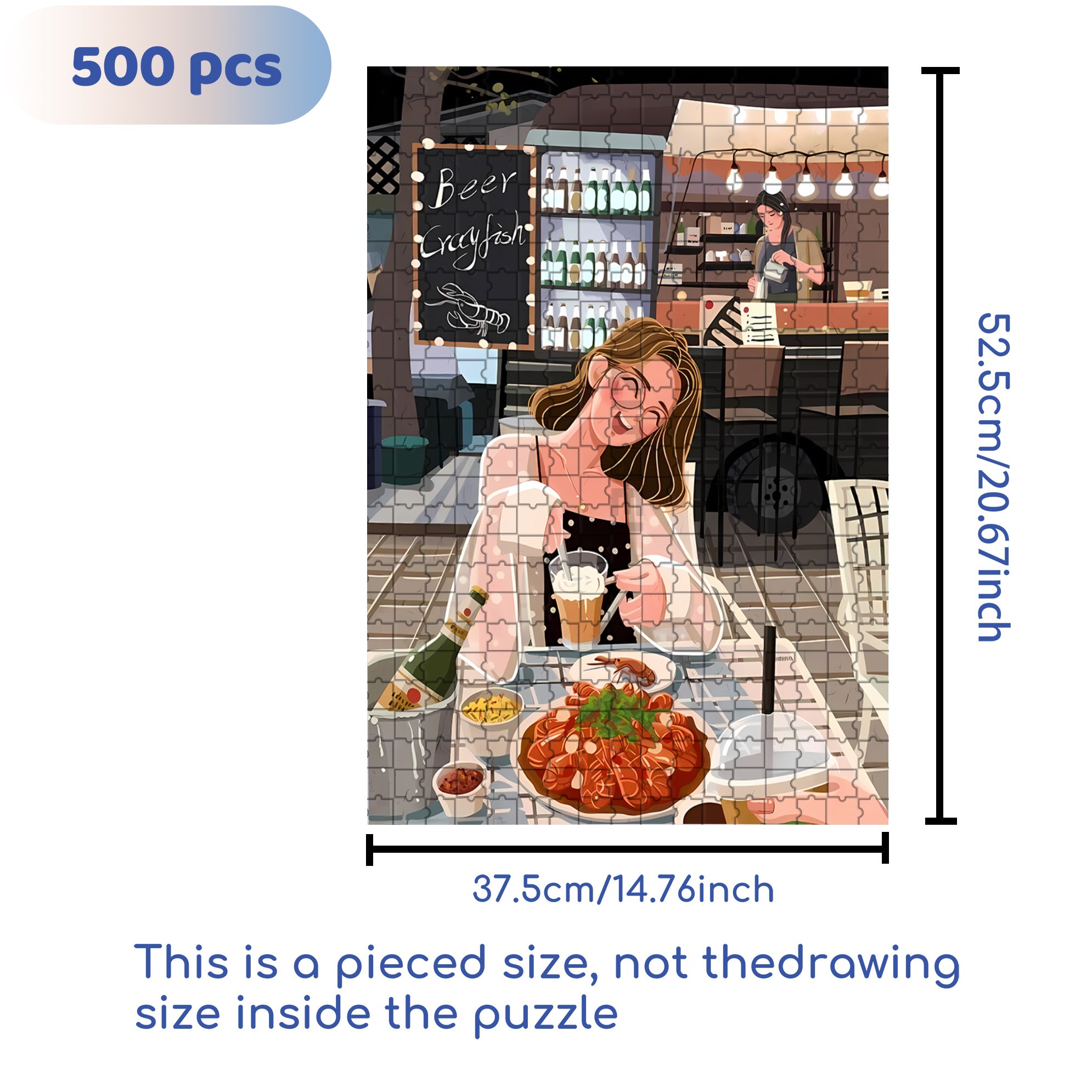 Beer Crayfish 500pcs/1000pcs Jigsaw Puzzle, Scratch-Resistant, Interactive Family Game & Brain-Boosting DIY Decor, Perfect for Halloween, Christmas & New Year Gifts, Family Puzzle Game