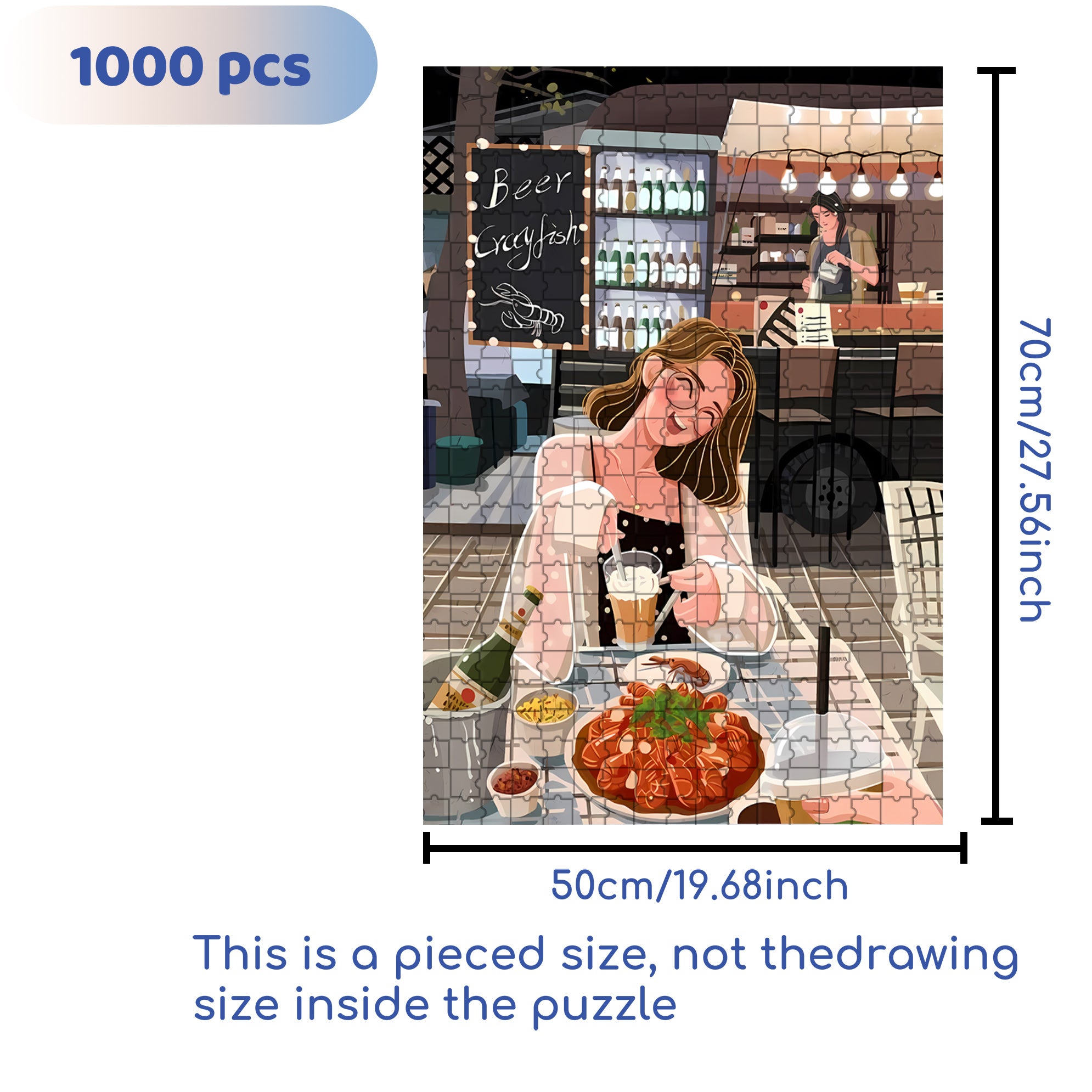 Beer Crayfish 500pcs/1000pcs Jigsaw Puzzle, Scratch-Resistant, Interactive Family Game & Brain-Boosting DIY Decor, Perfect for Halloween, Christmas & New Year Gifts, Family Puzzle Game