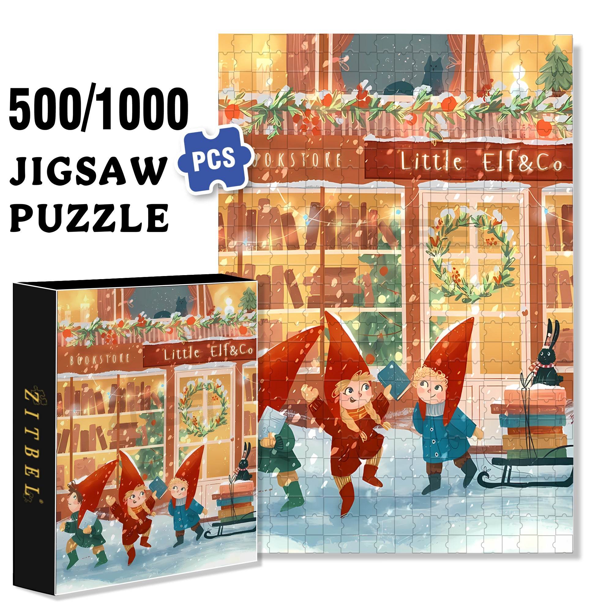 Christmas Little Elf 500pcs/1000pcs Jigsaw Puzzle, Scratch-Resistant, Interactive Family Game & Brain-Boosting DIY Decor, Perfect for Halloween, Christmas & New Year Gifts, Family Puzzle Game