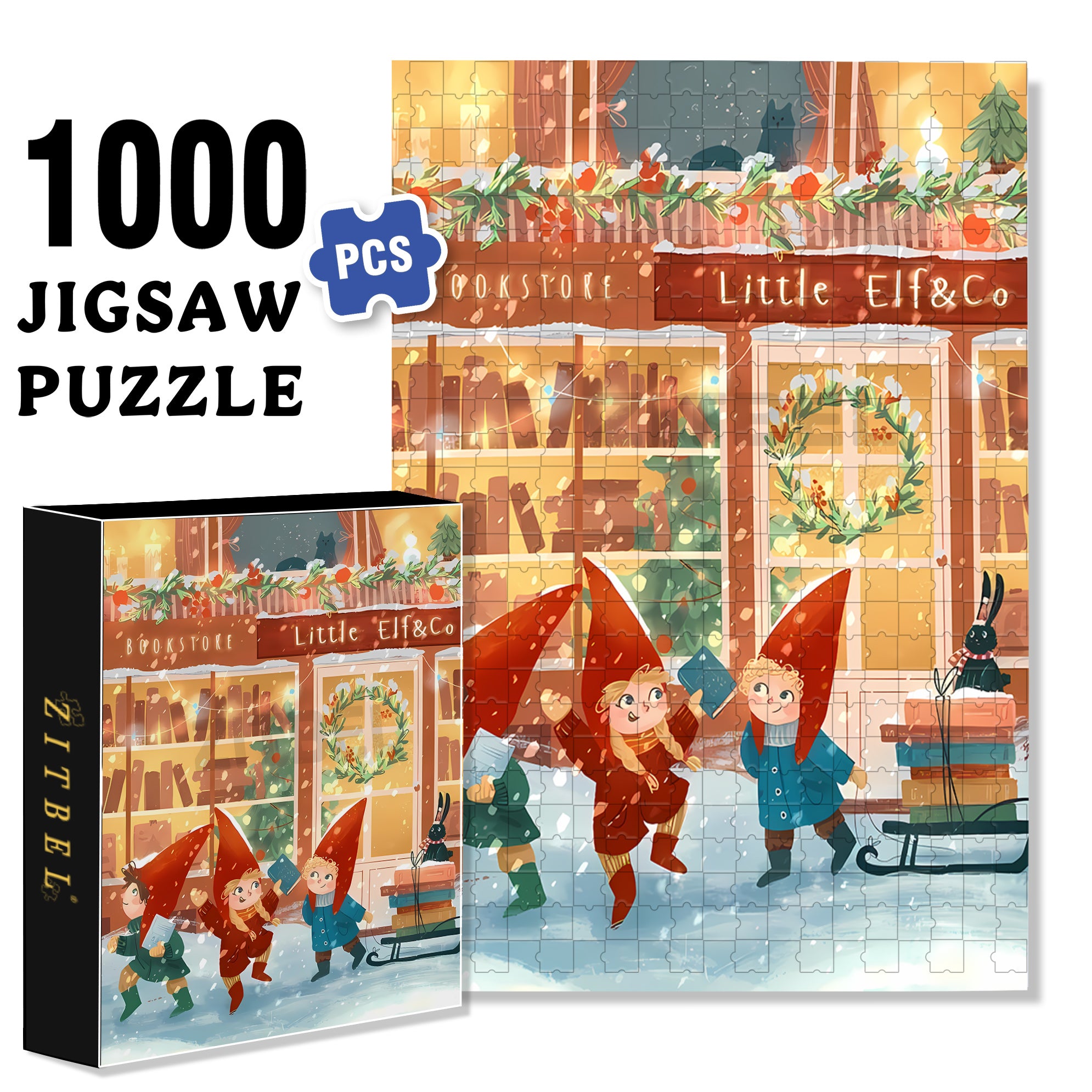 Christmas Little Elf 500pcs/1000pcs Jigsaw Puzzle, Scratch-Resistant, Interactive Family Game & Brain-Boosting DIY Decor, Perfect for Halloween, Christmas & New Year Gifts, Family Puzzle Game