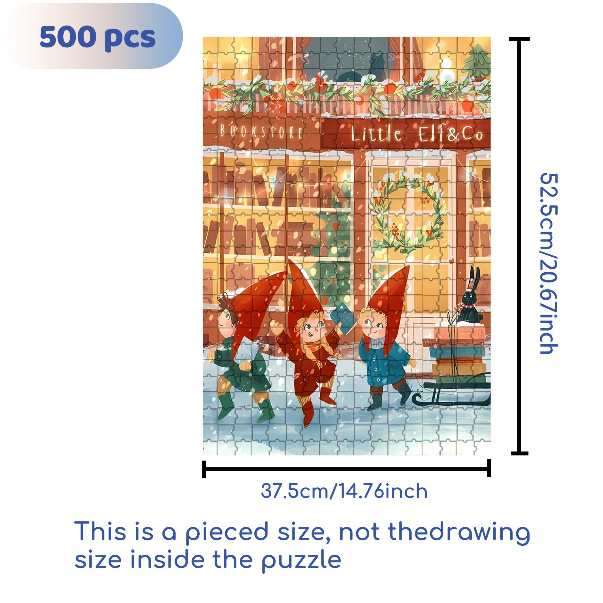 Christmas Little Elf 500pcs/1000pcs Jigsaw Puzzle, Scratch-Resistant, Interactive Family Game & Brain-Boosting DIY Decor, Perfect for Halloween, Christmas & New Year Gifts, Family Puzzle Game
